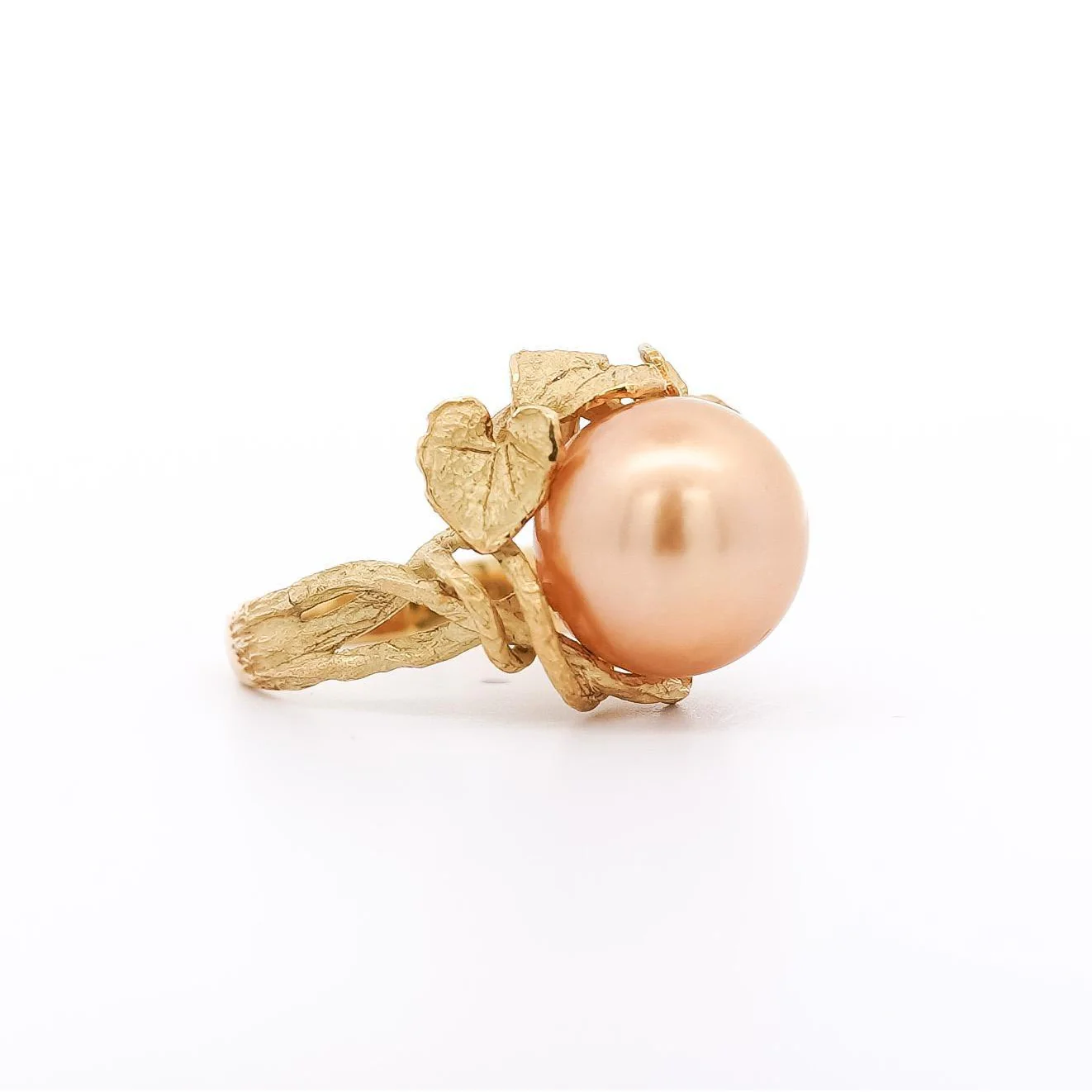 12.8mm Golden South Sea Pearl and Round Cut Diamonds Ring in 18k Yellow Gold - Image 9