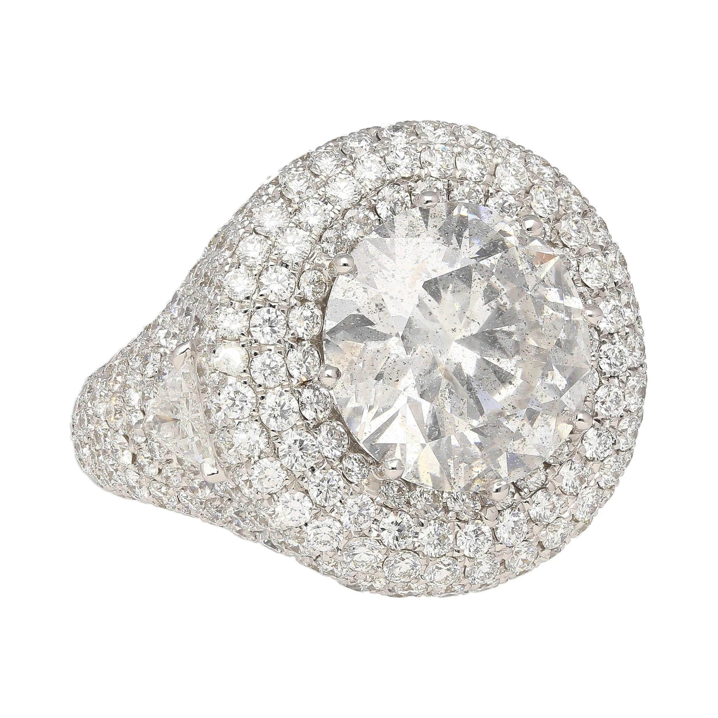 7.71 Carat Round Cut I2 Natural Diamond Cluster Ring in 18K White Gold - Image 2