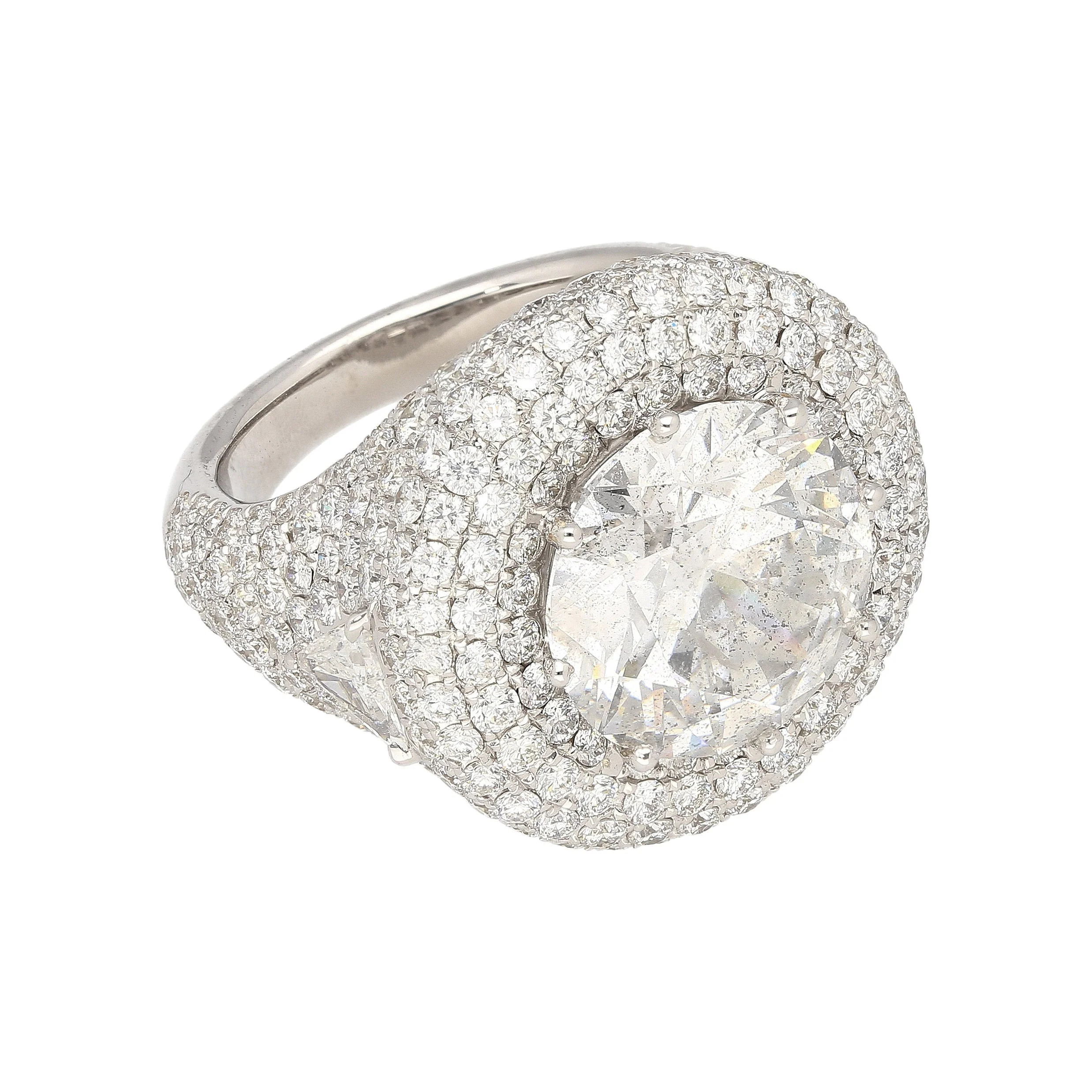 7.71 Carat Round Cut I2 Natural Diamond Cluster Ring in 18K White Gold - Image 3