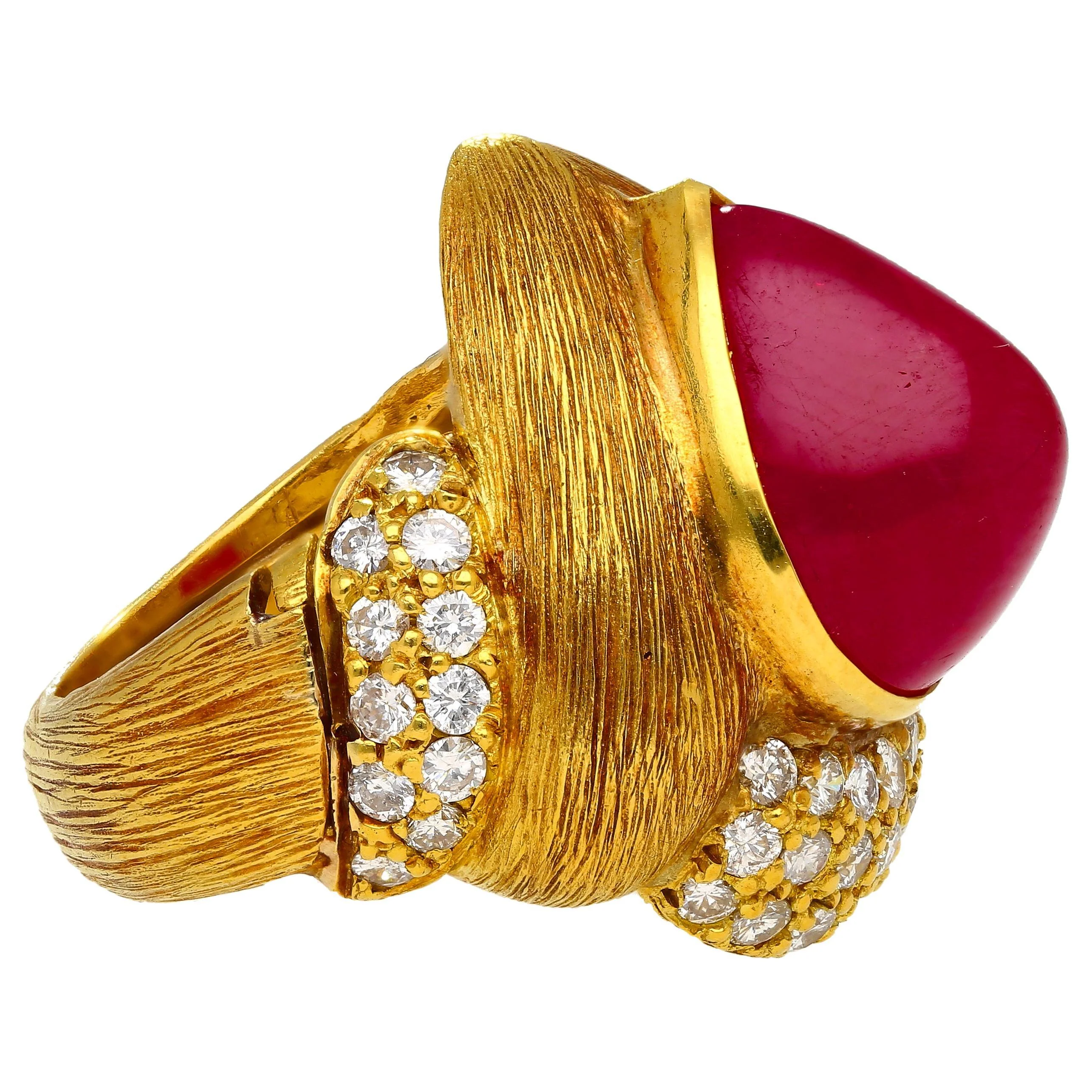 GRS Cert. 13.86 Carat No Heat Ruby Eiseman Signed Vintage Ring - Image 2