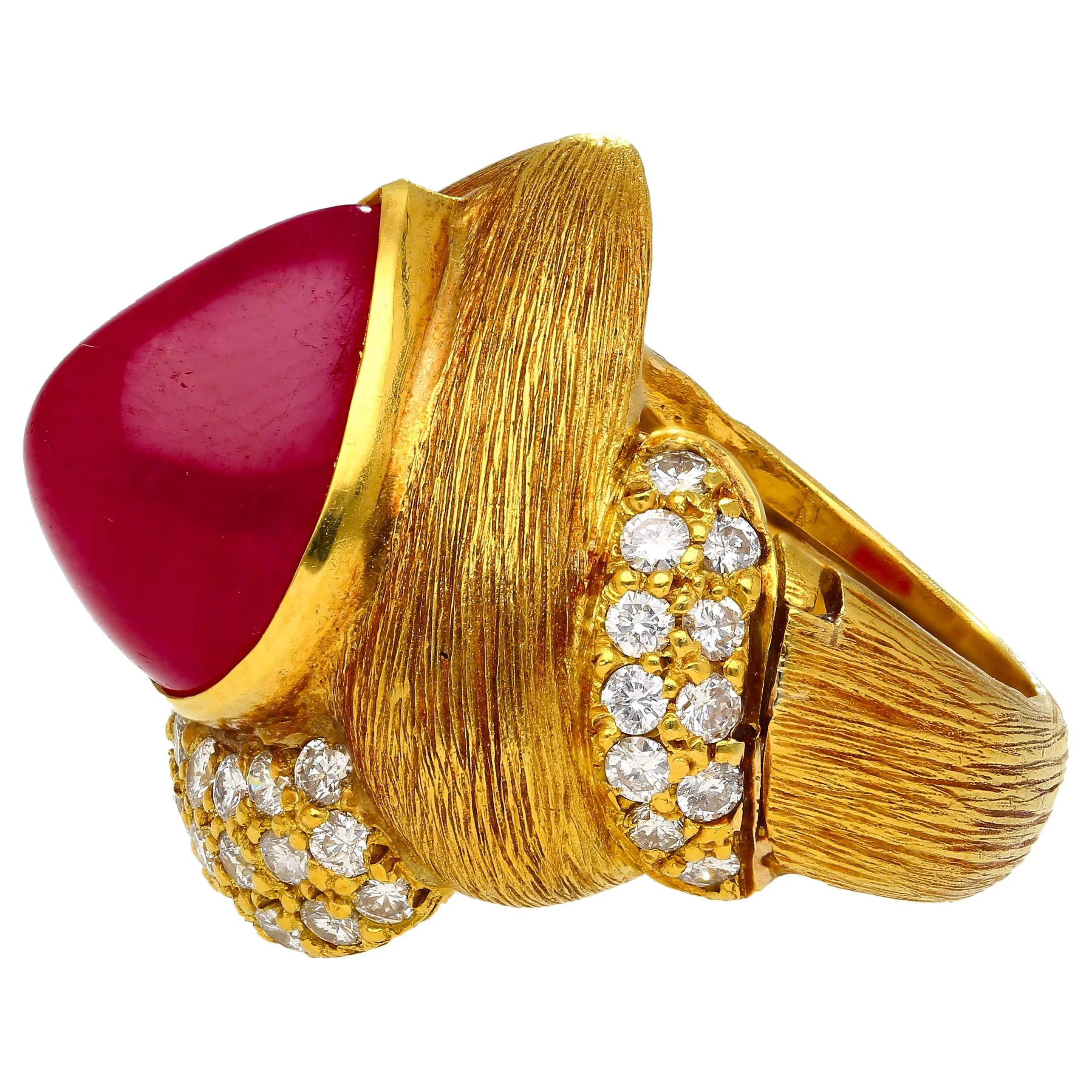 GRS Cert. 13.86 Carat No Heat Ruby Eiseman Signed Vintage Ring - Image 3