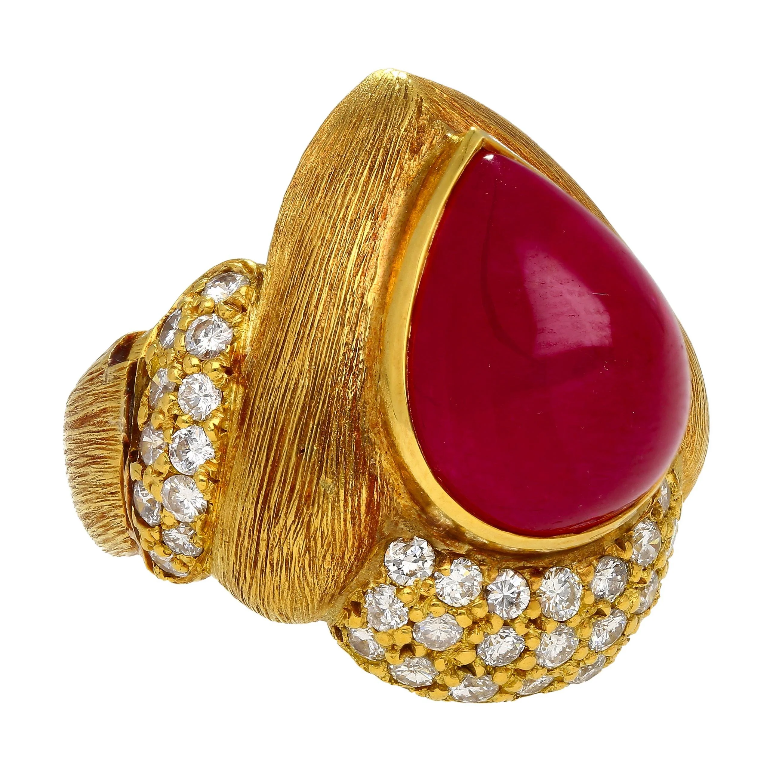 GRS Cert. 13.86 Carat No Heat Ruby Eiseman Signed Vintage Ring - Image 4