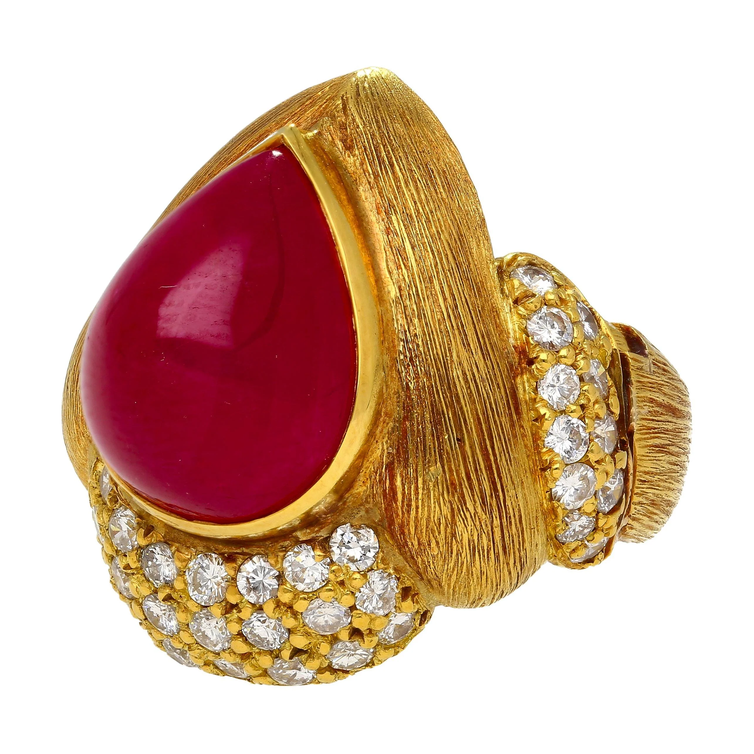 GRS Cert. 13.86 Carat No Heat Ruby Eiseman Signed Vintage Ring - Image 5