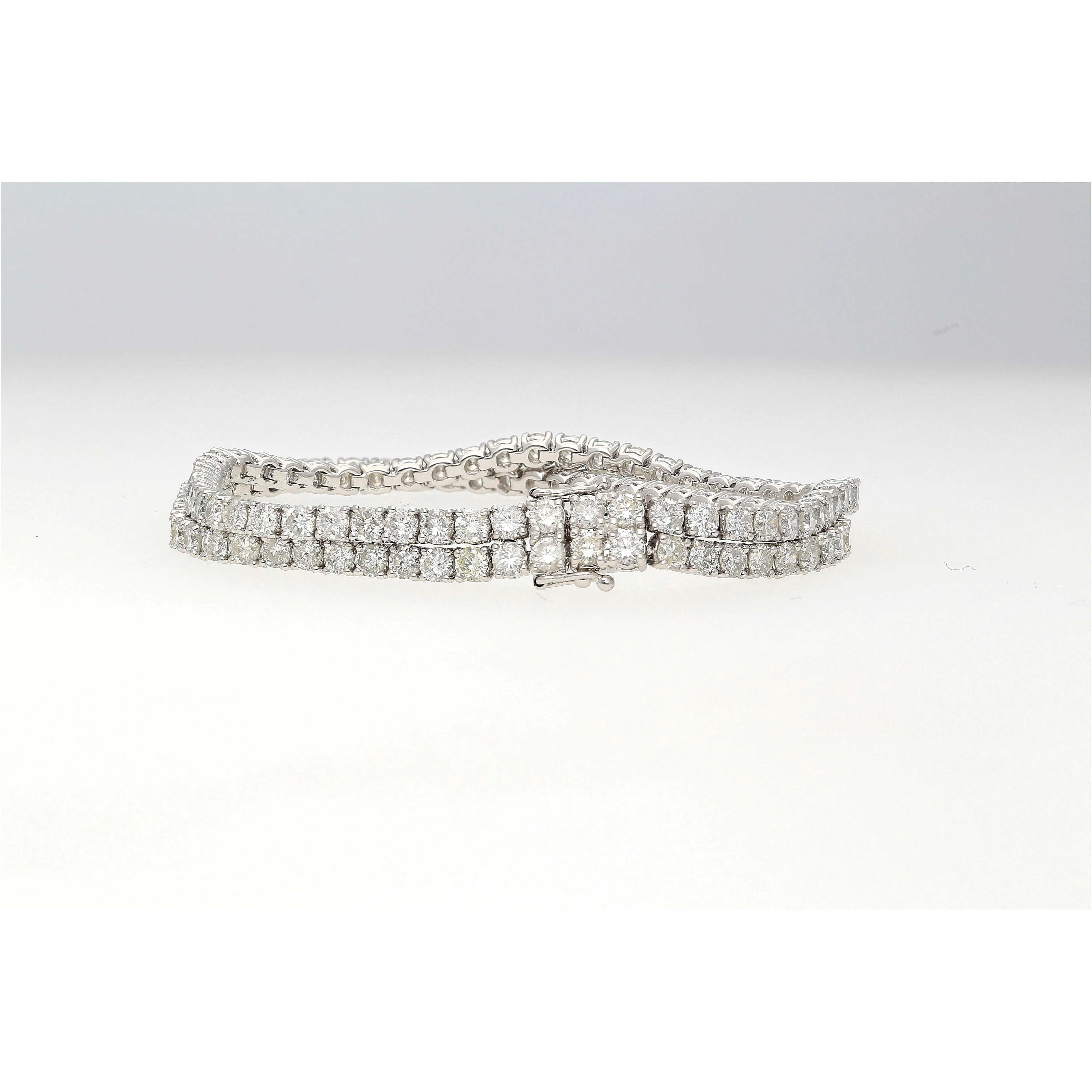 14ct Emerald Center and Diamond 2 Strand Tennis Bracelet - Image 11