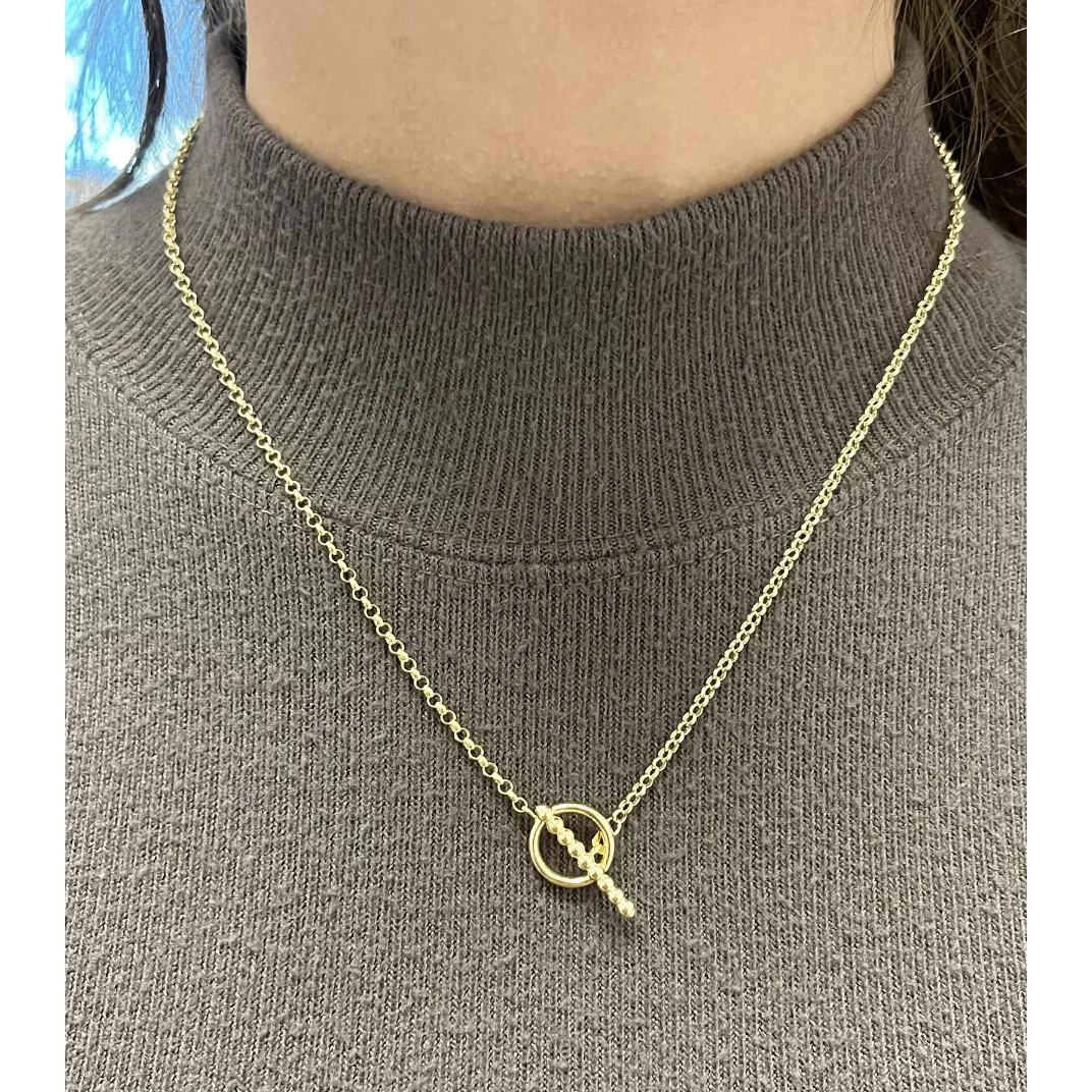 14K Gold Bar and Toggle Chain Necklace | 18 Inches - 1.5mm - Image 6