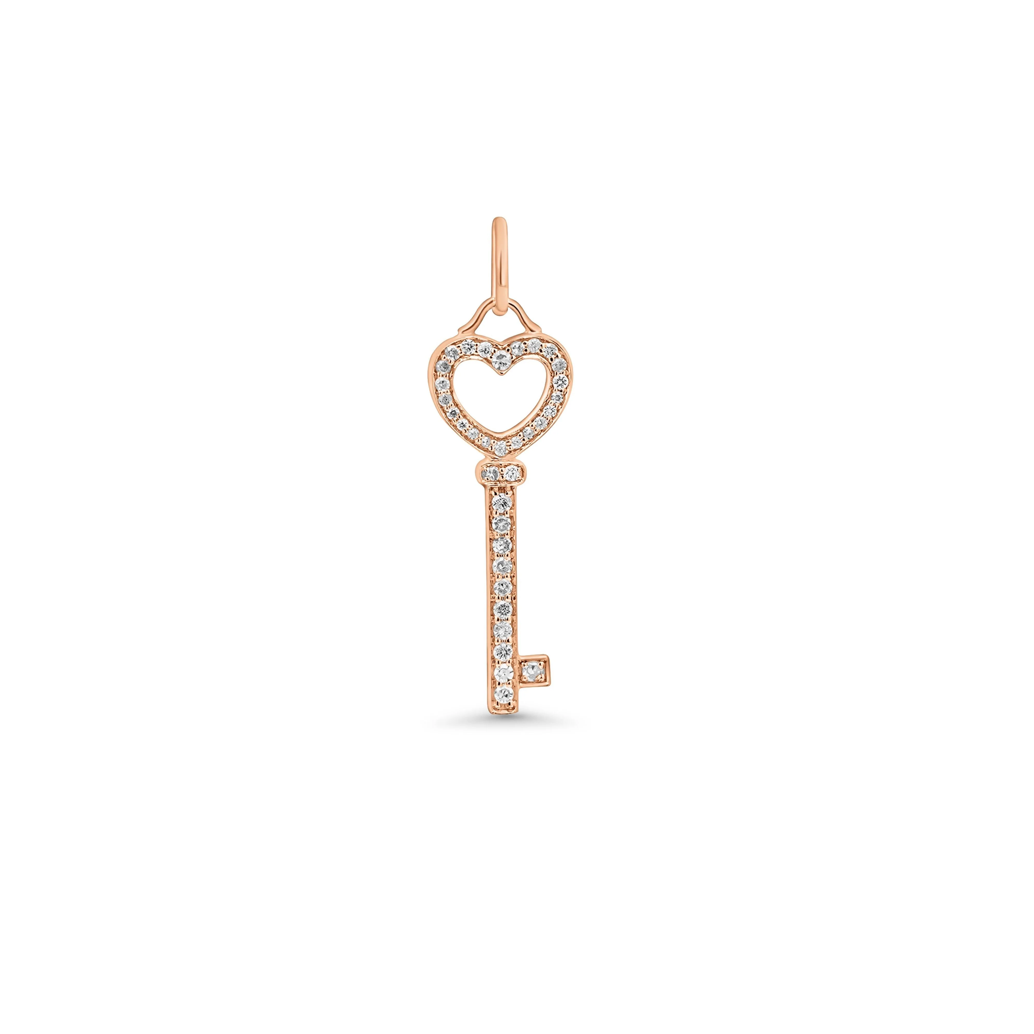 14K White Gold Natural Diamond Key To My Heart Pendant Necklace - Image 2