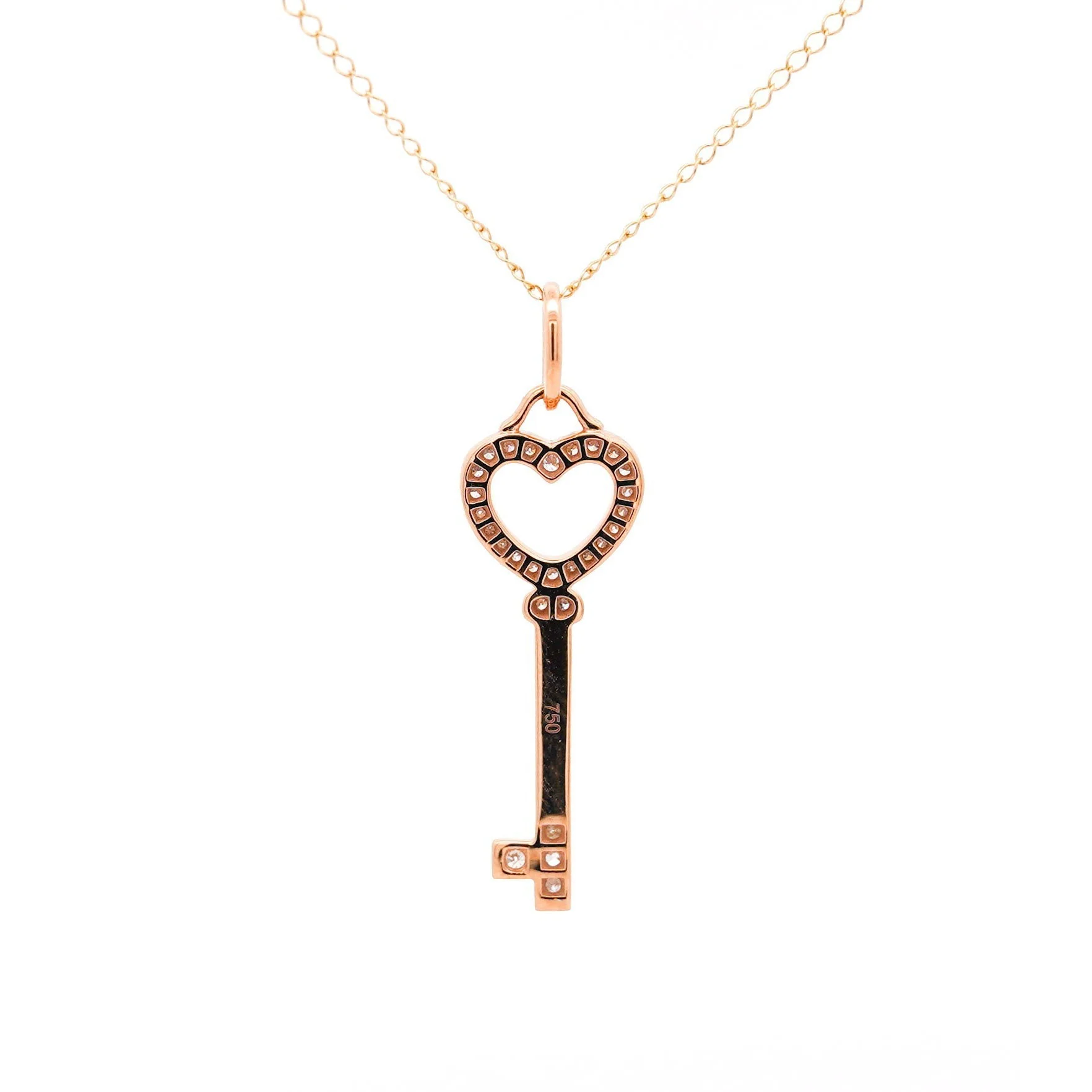 14K White Gold Natural Diamond Key To My Heart Pendant Necklace - Image 4