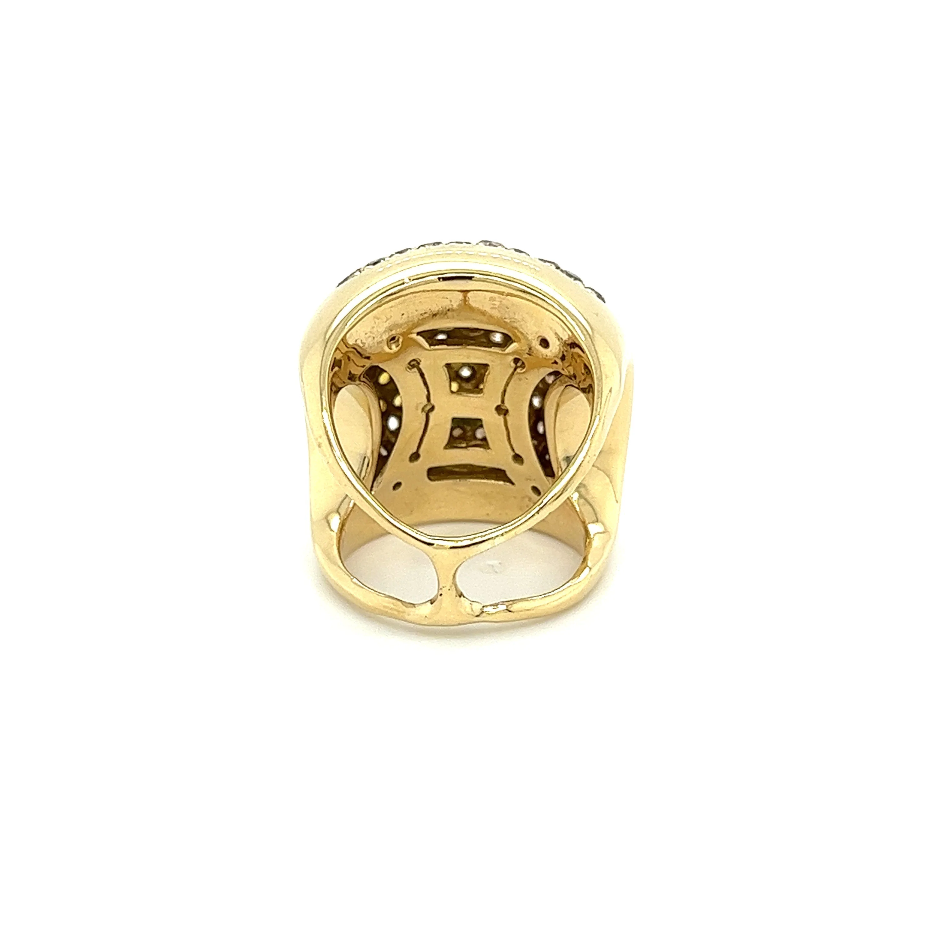 14K Gold Multi Color Natural Diamond and Sapphire Open Shank Cluster Dome Ring - Image 3
