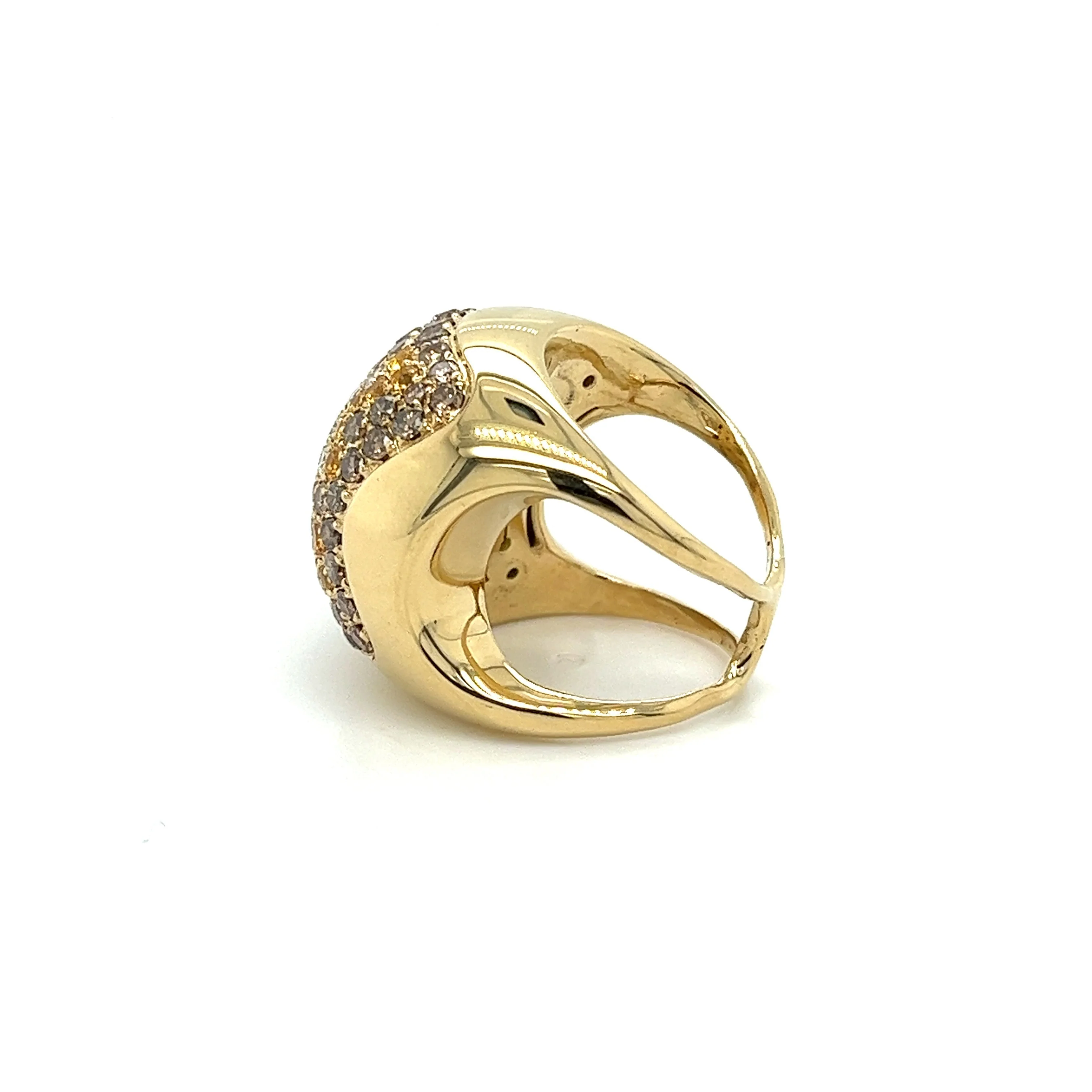 14K Gold Multi Color Natural Diamond and Sapphire Open Shank Cluster Dome Ring - Image 4