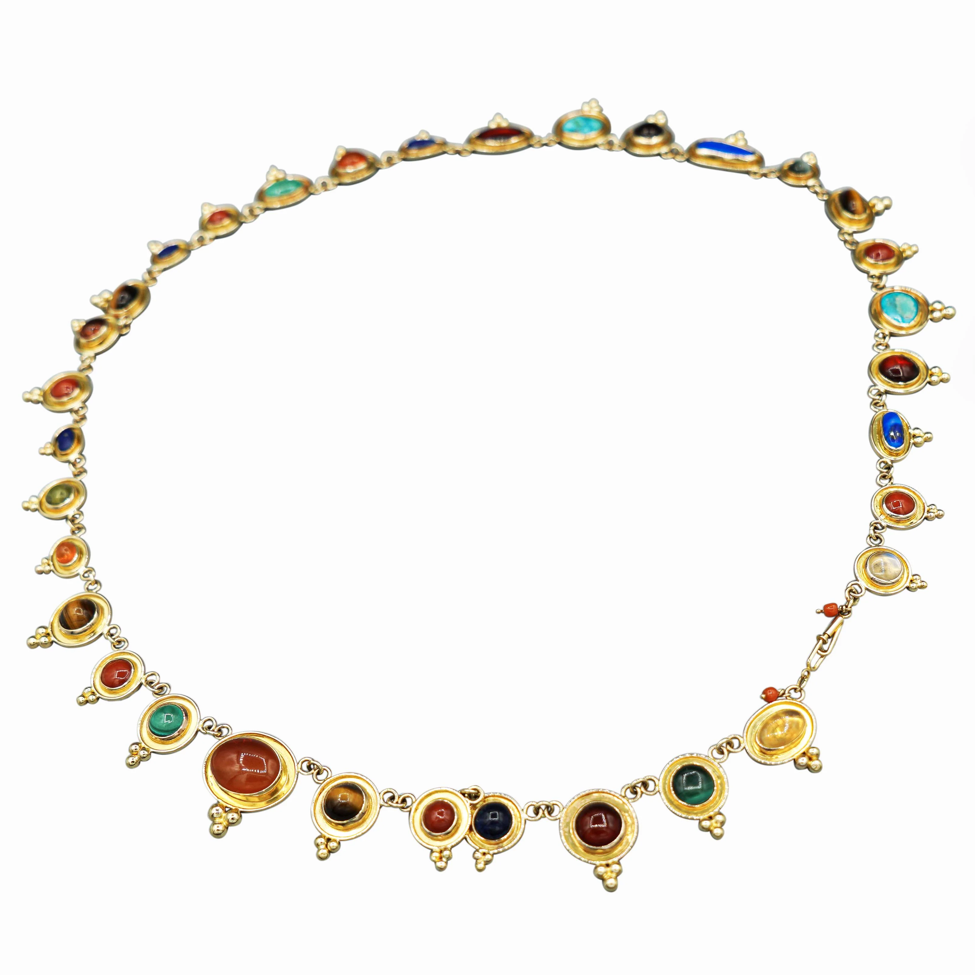 14K Gold Multi-Gemstone 24 Inch Necklace Cats-Eye - Image 3