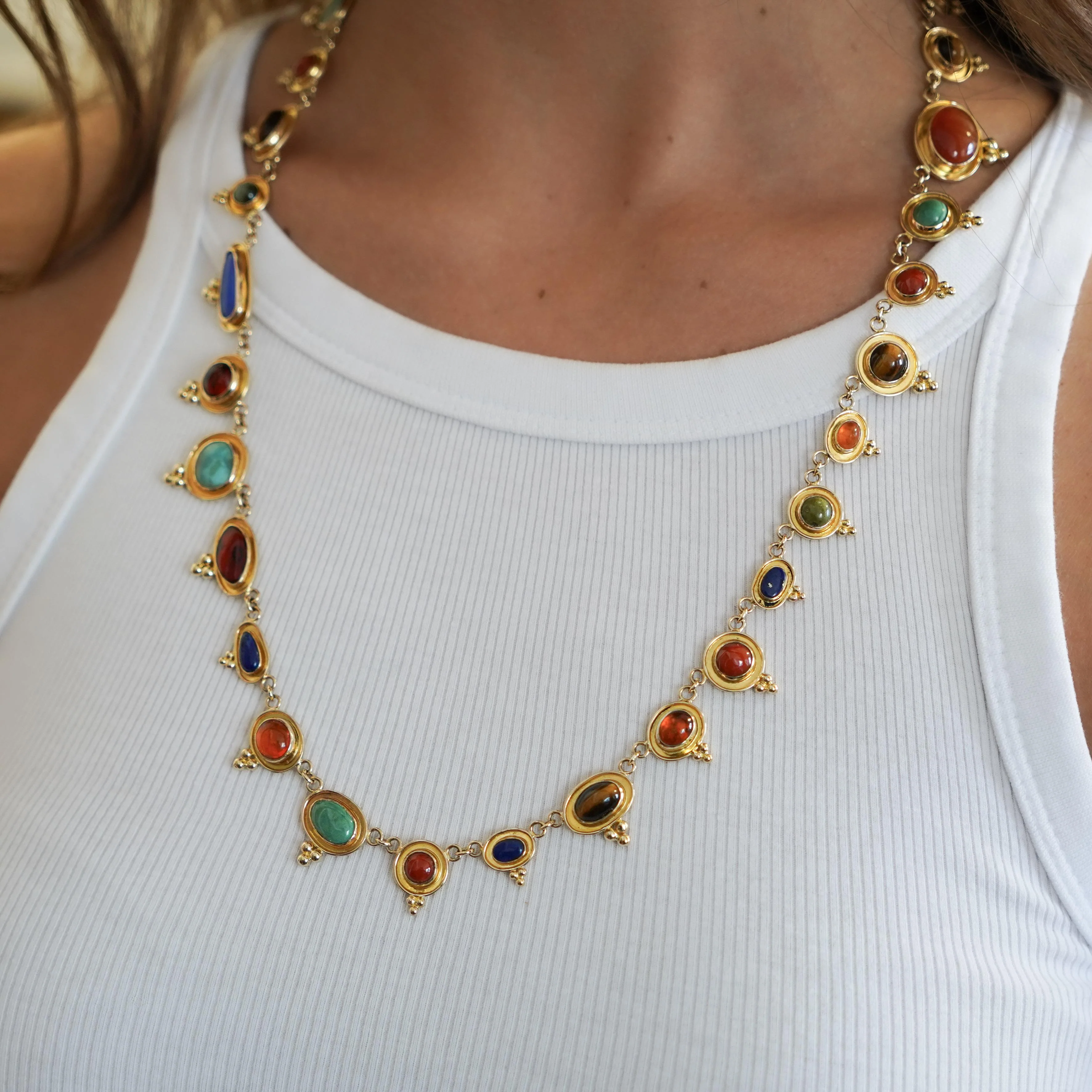 14K Gold Multi-Gemstone 24 Inch Necklace Cats-Eye - Image 9