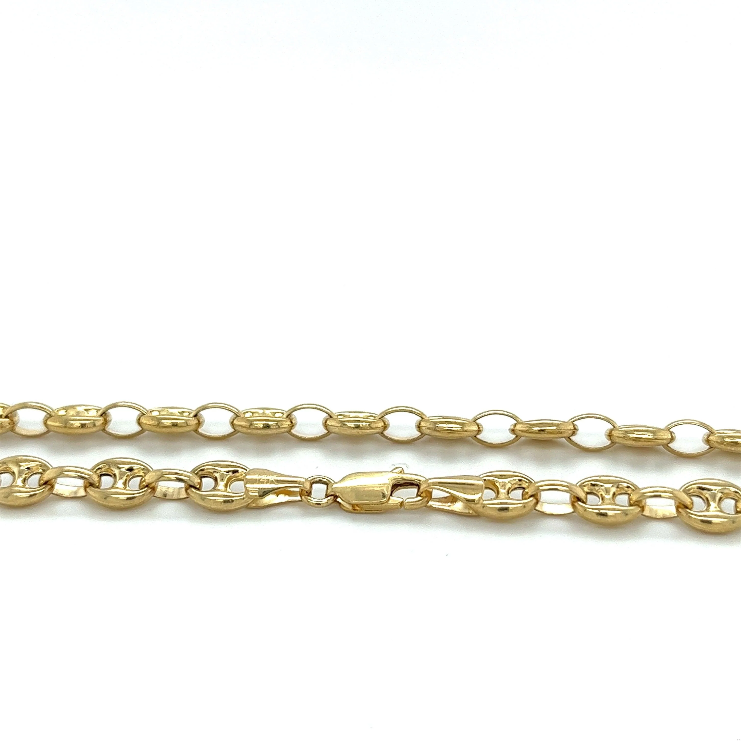14K Gold Puff Anchor Mariner 5.5 MM Chain Link Necklace | 18-20 inch - Image 2