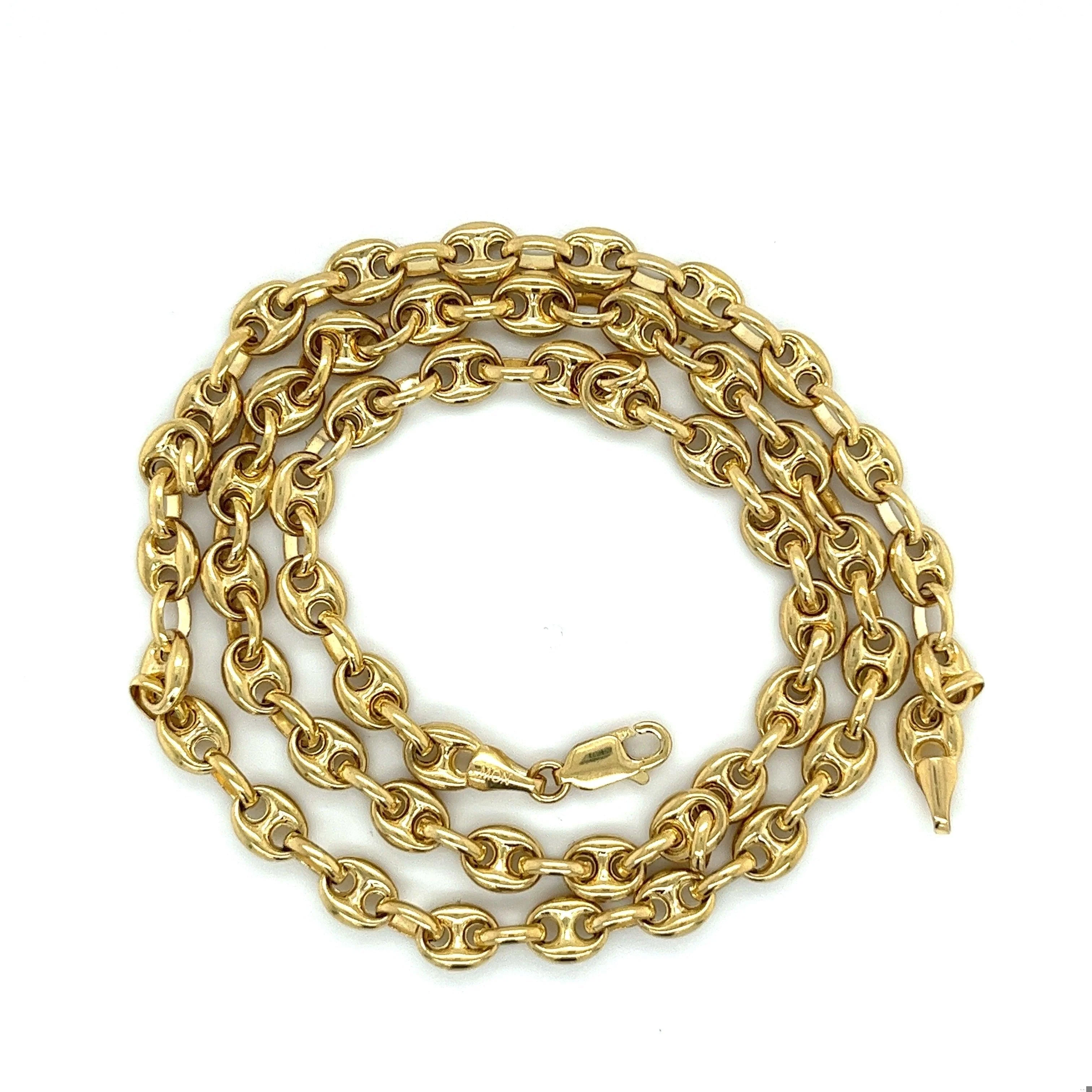 14K Gold Puff Anchor Mariner 5.5 MM Chain Link Necklace | 18-20 inch - Image 3