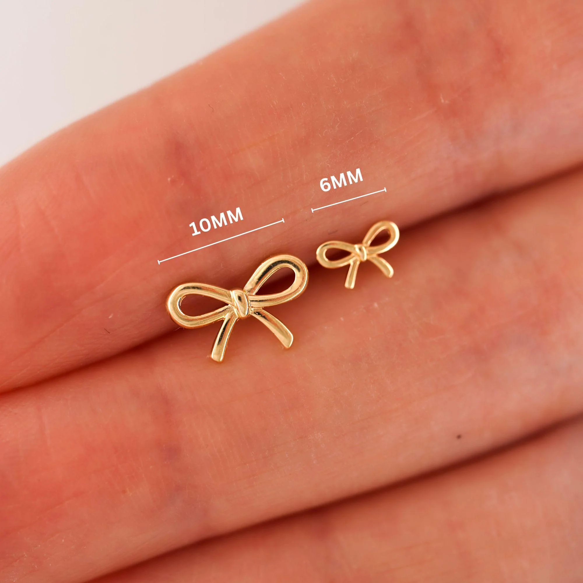 14K Gold Ribbon Stud Earrings 10mm Screw Back Closure - Image 5