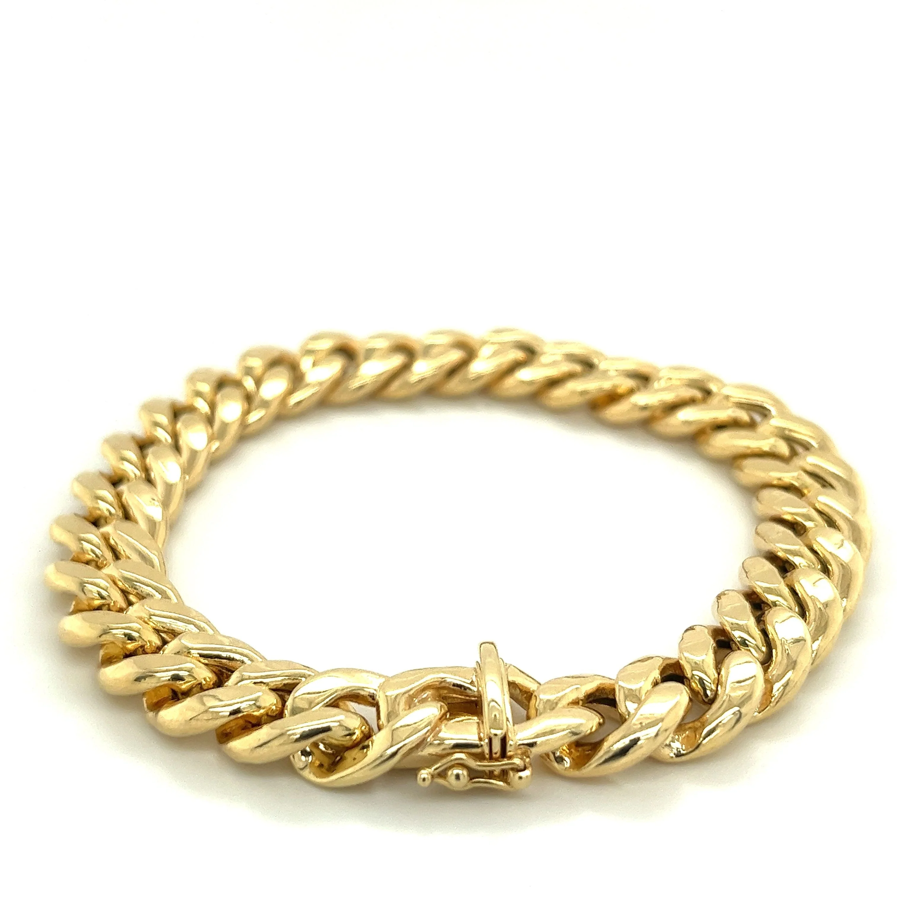14K Gold Flat Cuban Link Chain Bracelet With Box Closure | 11.15MM - 9 Inch - Image 2