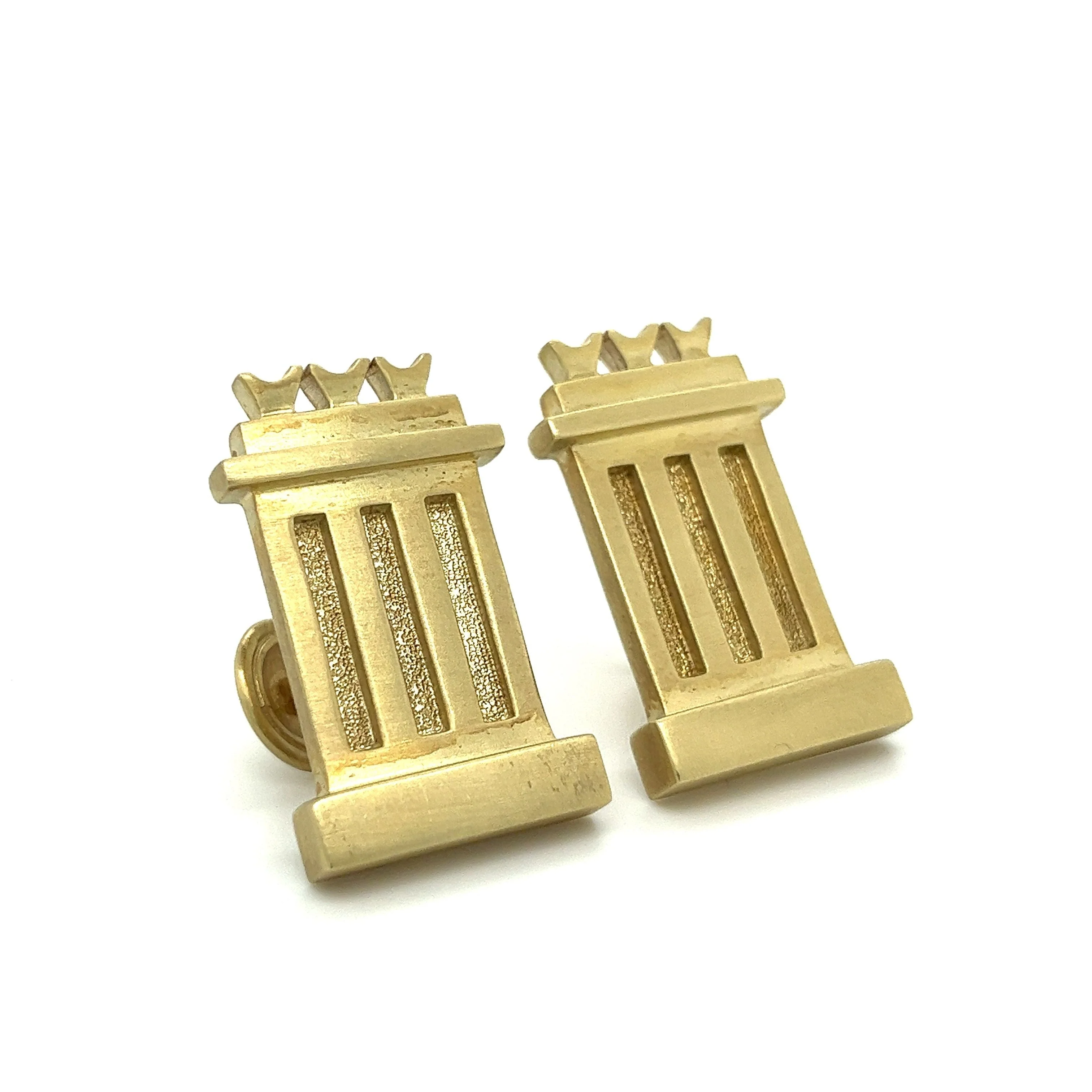 14K Solid Brushed Gold Signed Mignon Faget signed Cuff Links - Image 2
