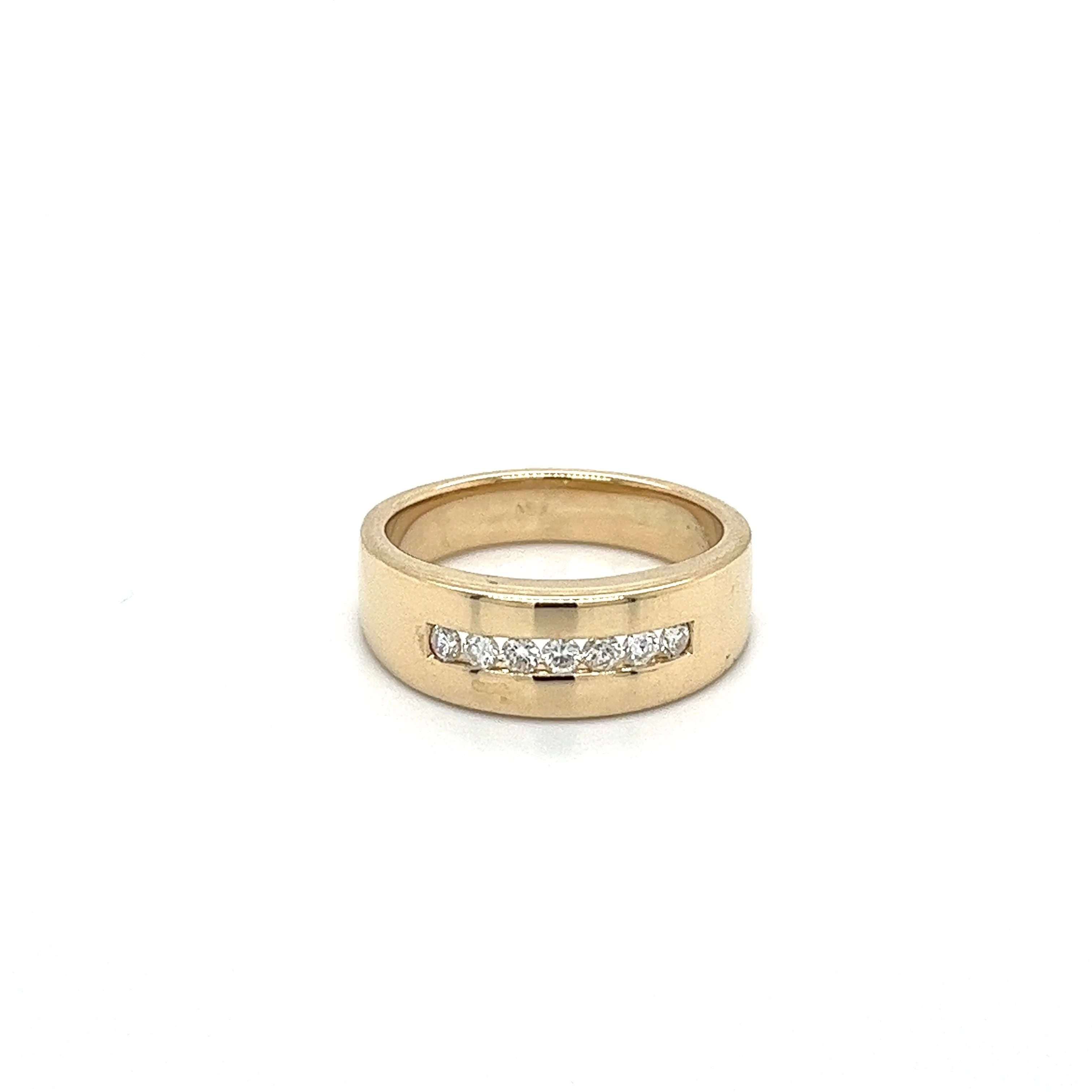 14K Solid Gold Channel Set Round Cut Diamond 6.5mm Band Ring - Image 2