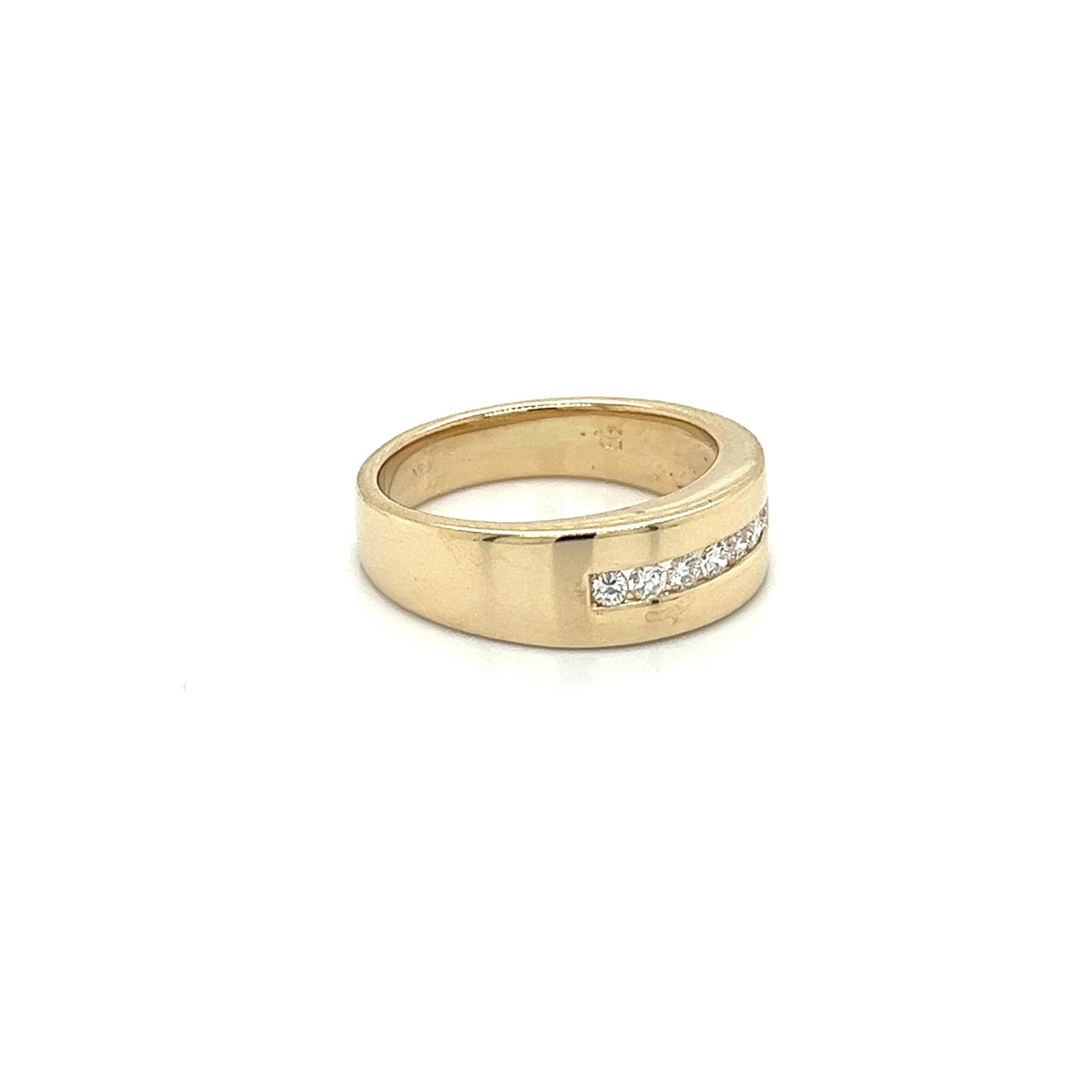14K Solid Gold Channel Set Round Cut Diamond 6.5mm Band Ring - Image 3