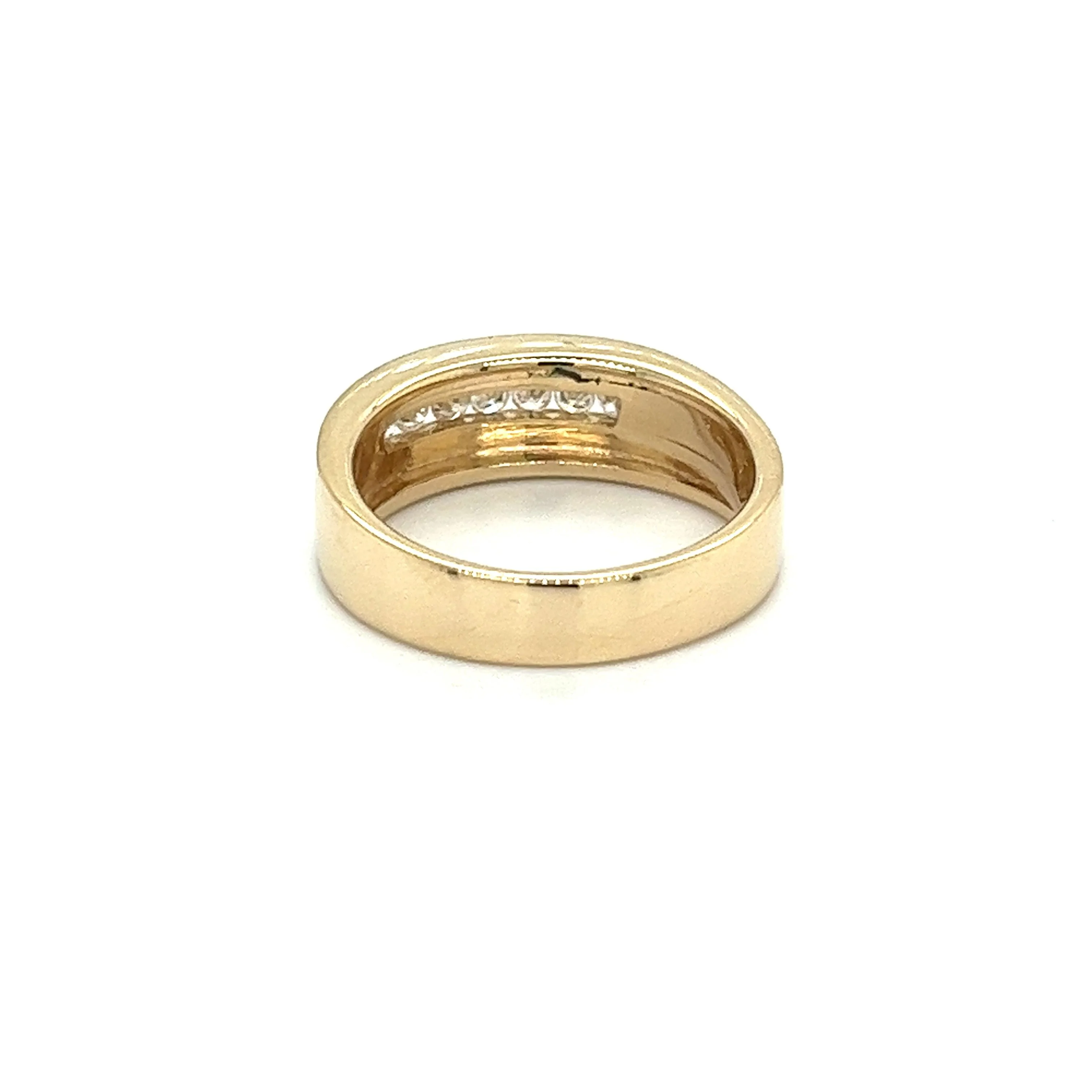 14K Solid Gold Channel Set Round Cut Diamond 6.5mm Band Ring - Image 4
