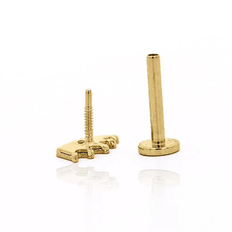 14K Solid Gold Crown Cartilage Single Stud Earring - Image 4