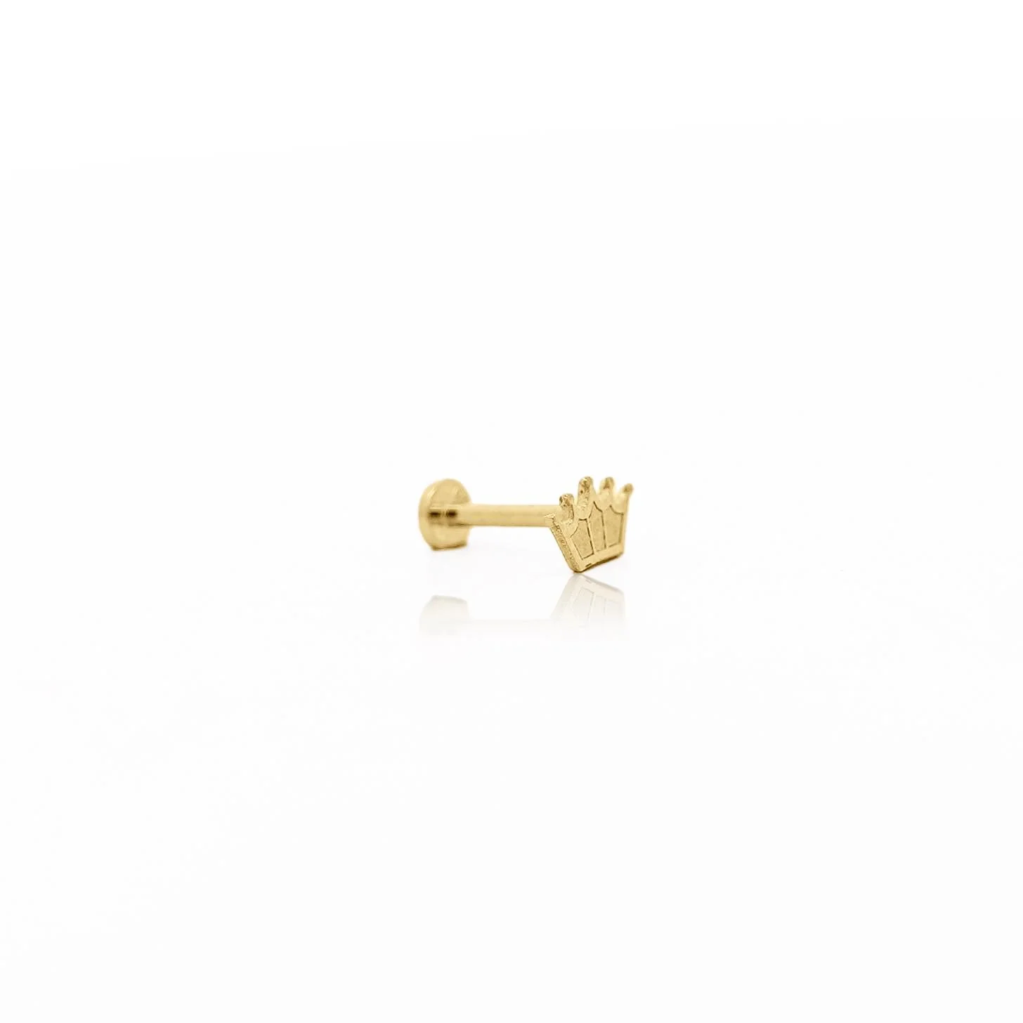 14K Solid Gold Crown Cartilage Single Stud Earring - Image 6