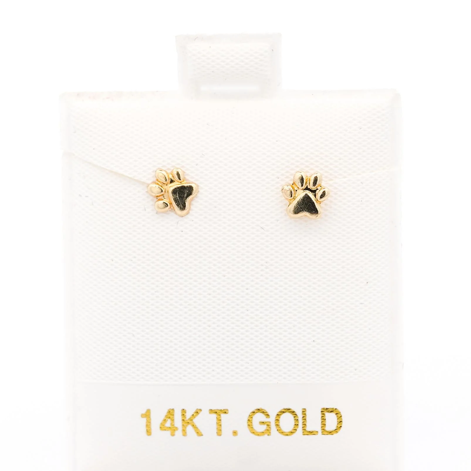 14K Solid Gold Dog Paw Stud Earrings On Screw Back - Image 4