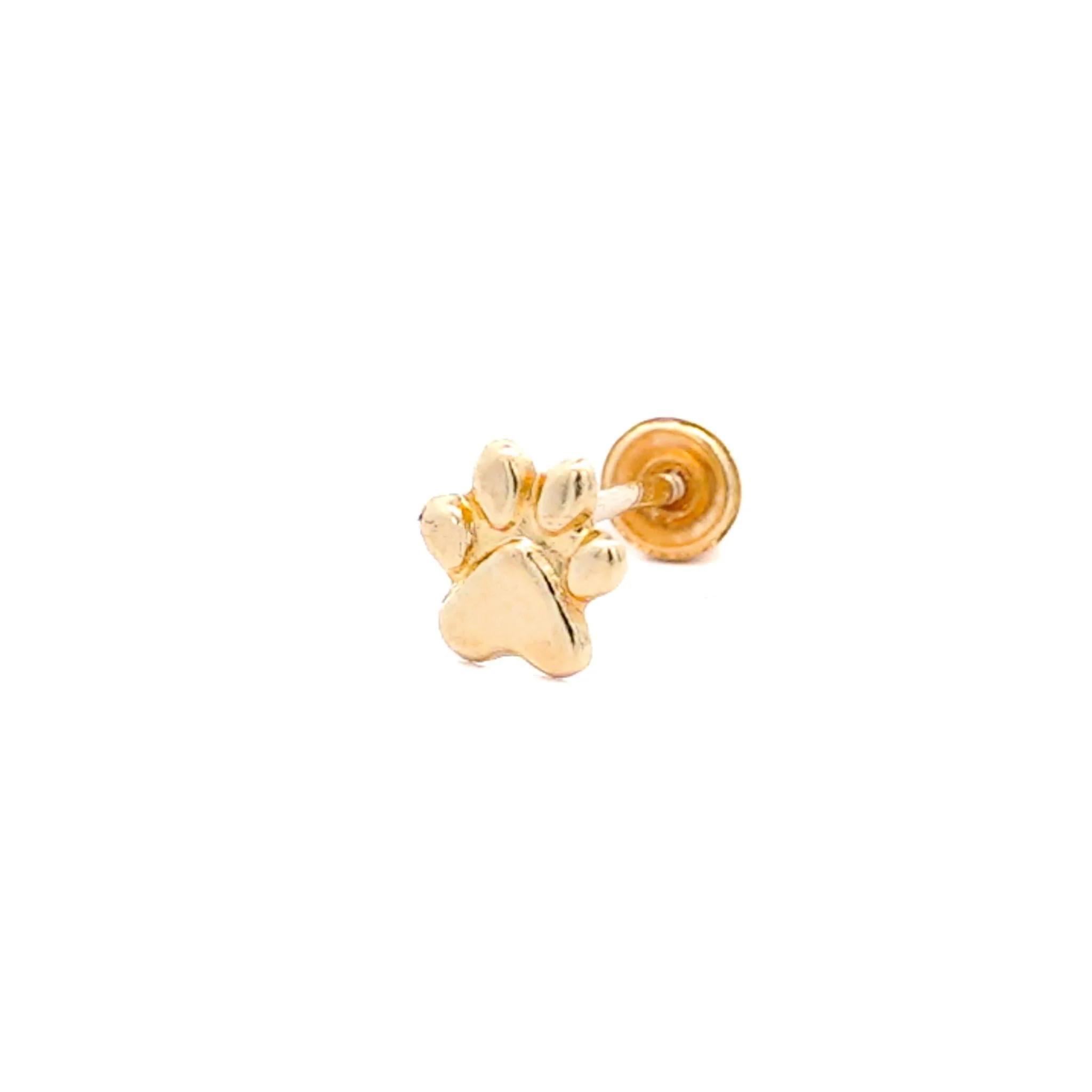14K Solid Gold Dog Paw Stud Earrings On Screw Back - Image 5
