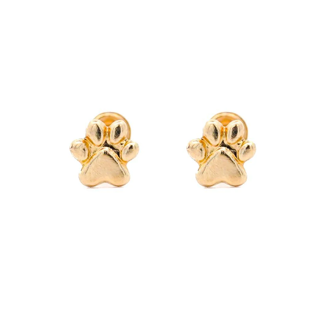 14K Solid Gold Dog Paw Stud Earrings On Screw Back - Image 6