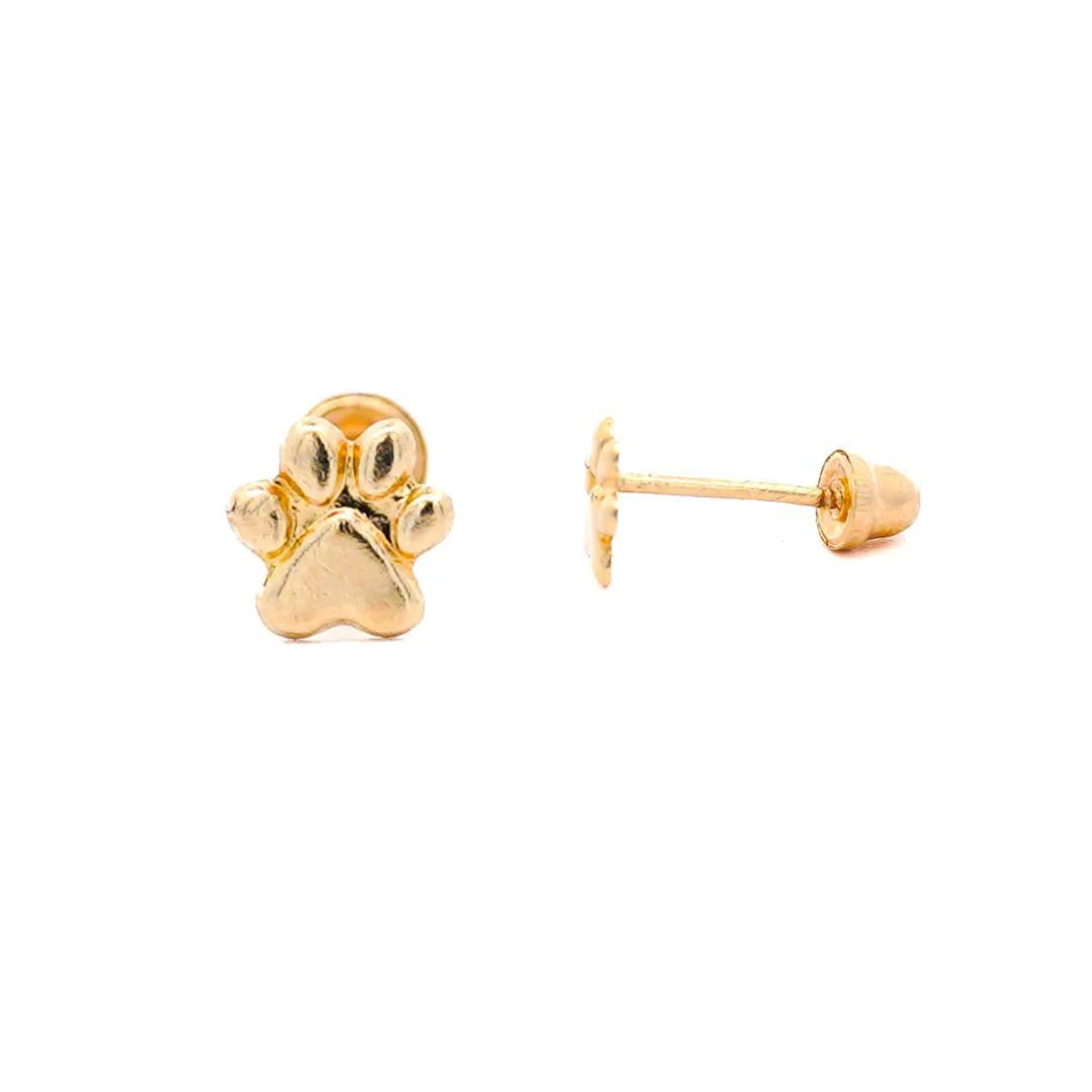 14K Solid Gold Dog Paw Stud Earrings On Screw Back - Image 7