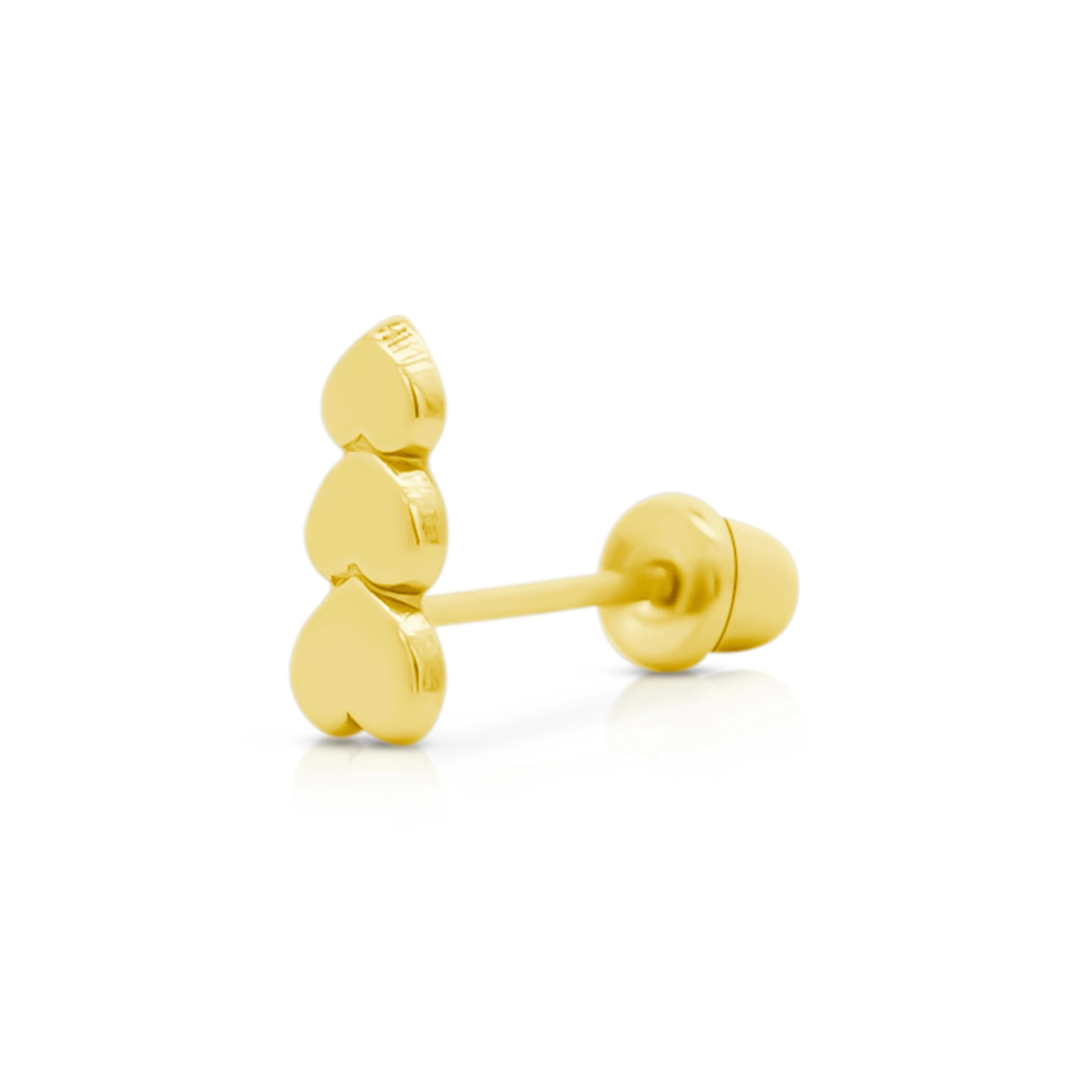 14K Solid Gold Graduating Heart Stud Earrings On Screw Back - Image 5