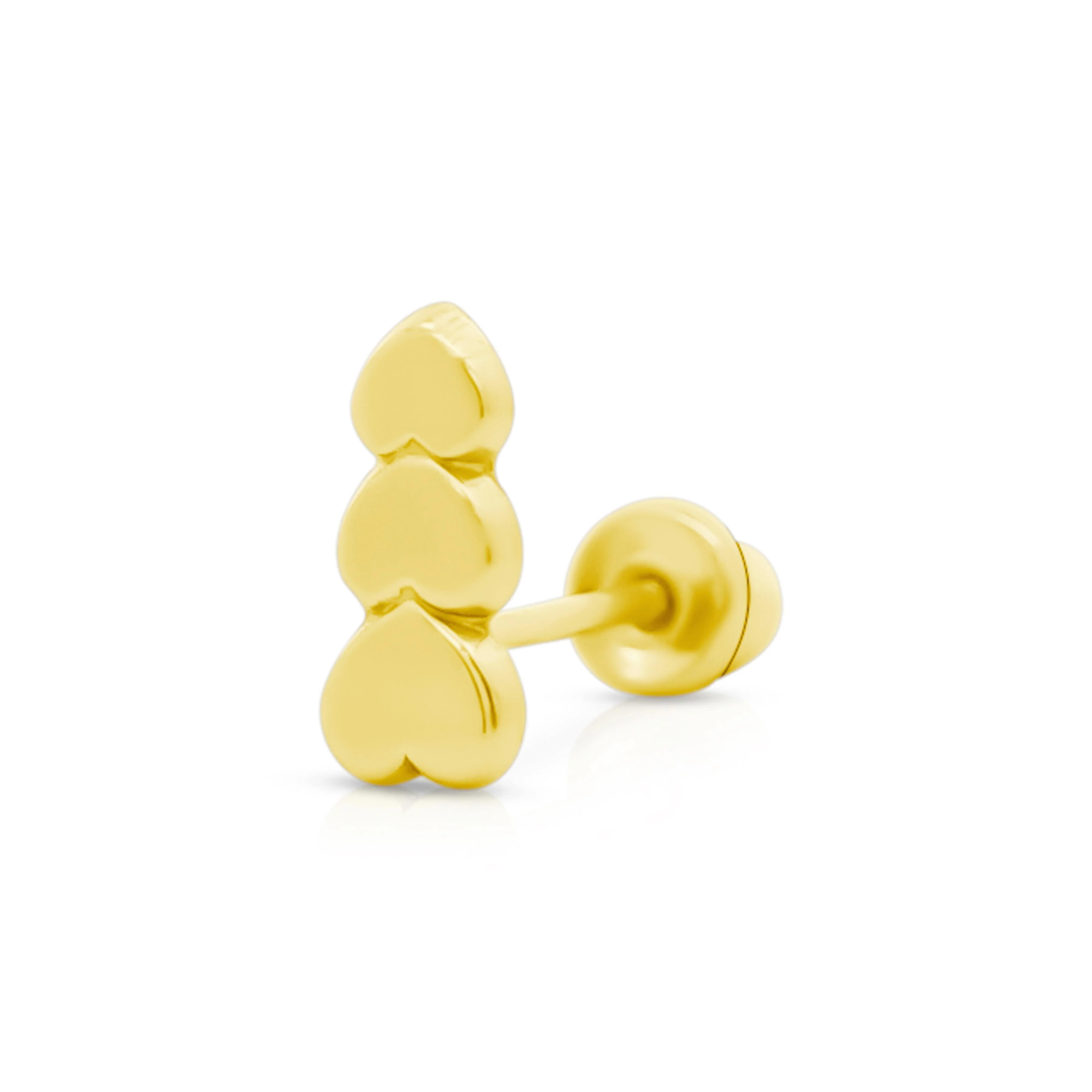 14K Solid Gold Graduating Heart Stud Earrings On Screw Back - Image 6