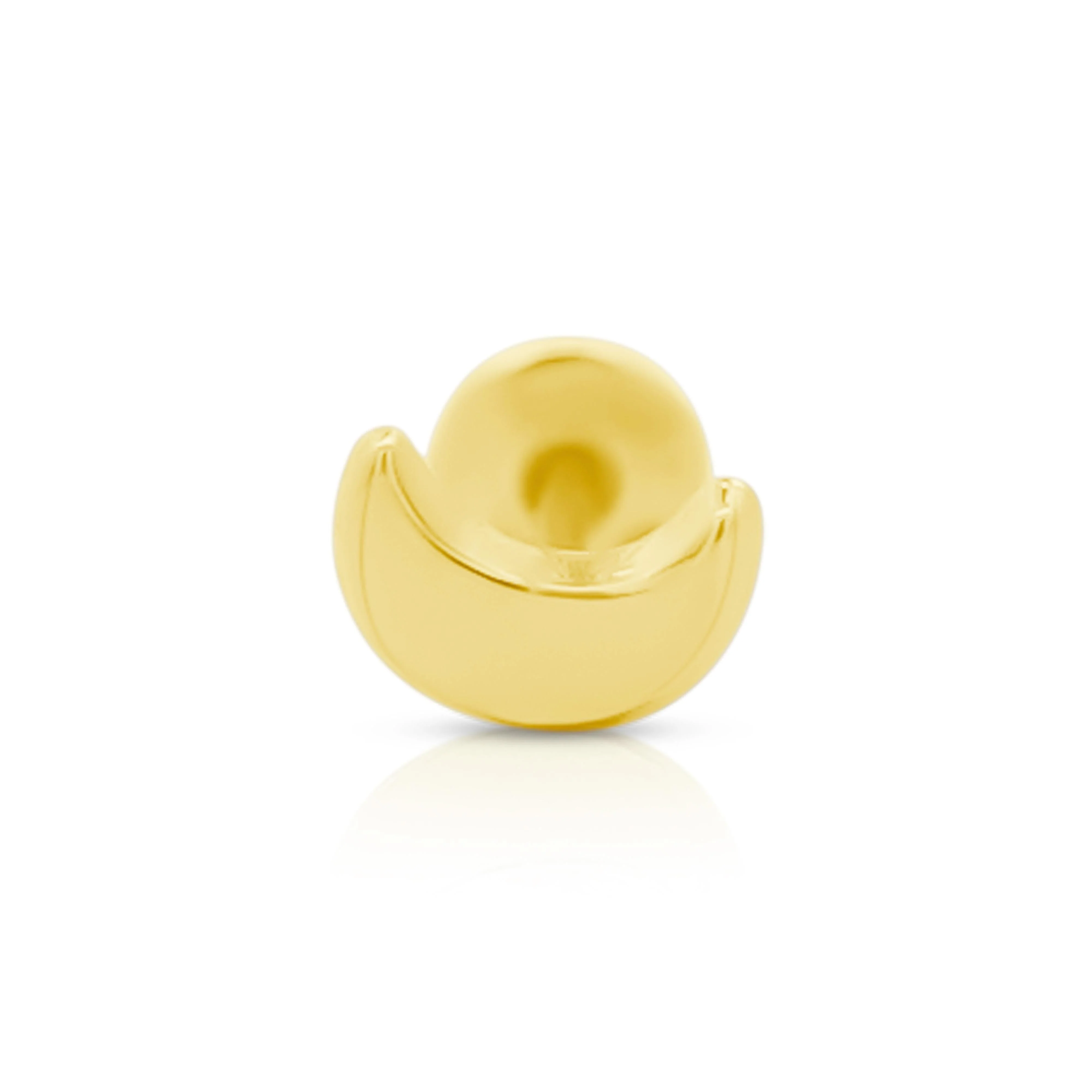 14K Solid Gold Half-Moon Tiny Stud Earrings On Screw Back - Image 2