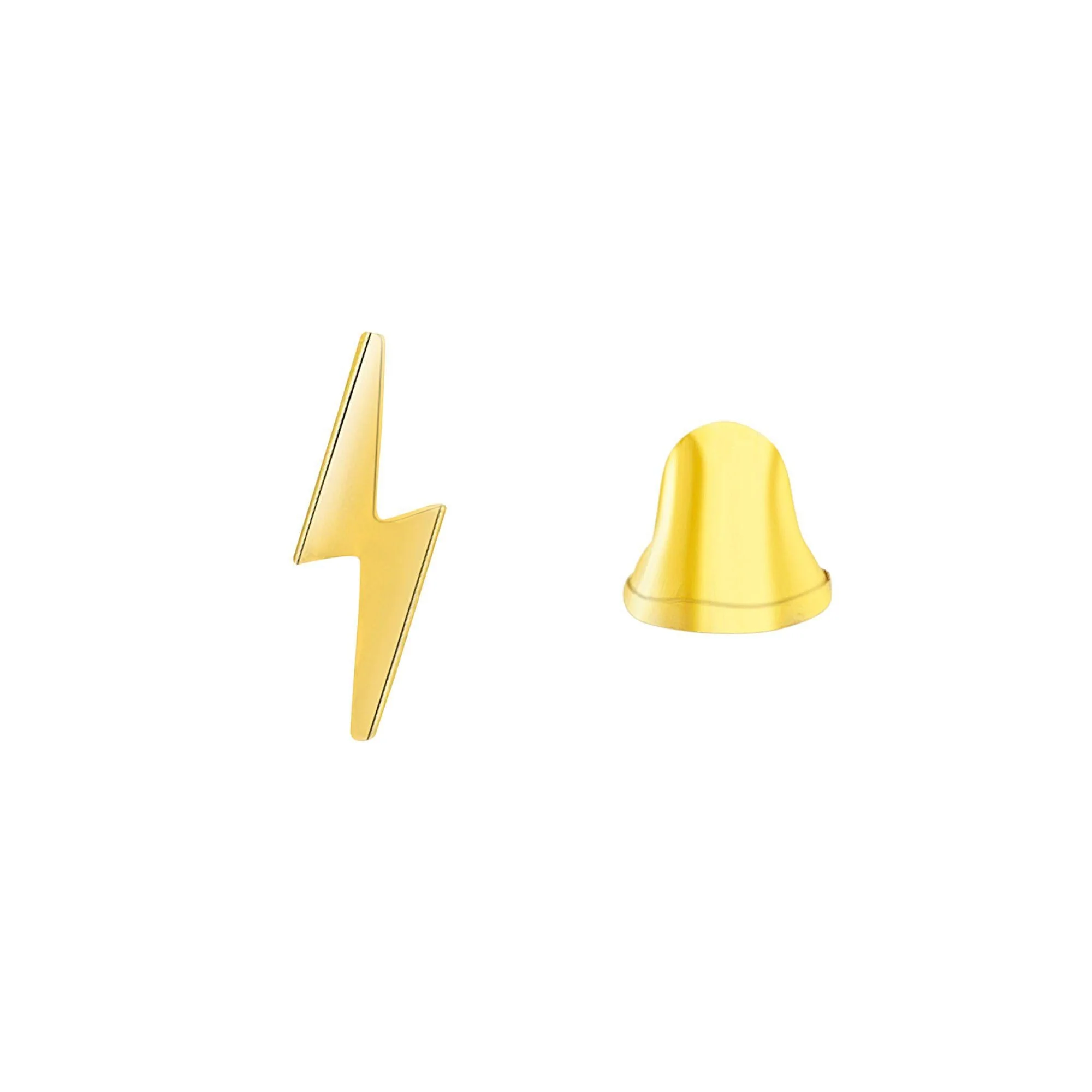 14K Solid Gold Lightning Bolt Dainty Stud Earrings in Screw Back Closure - Image 5