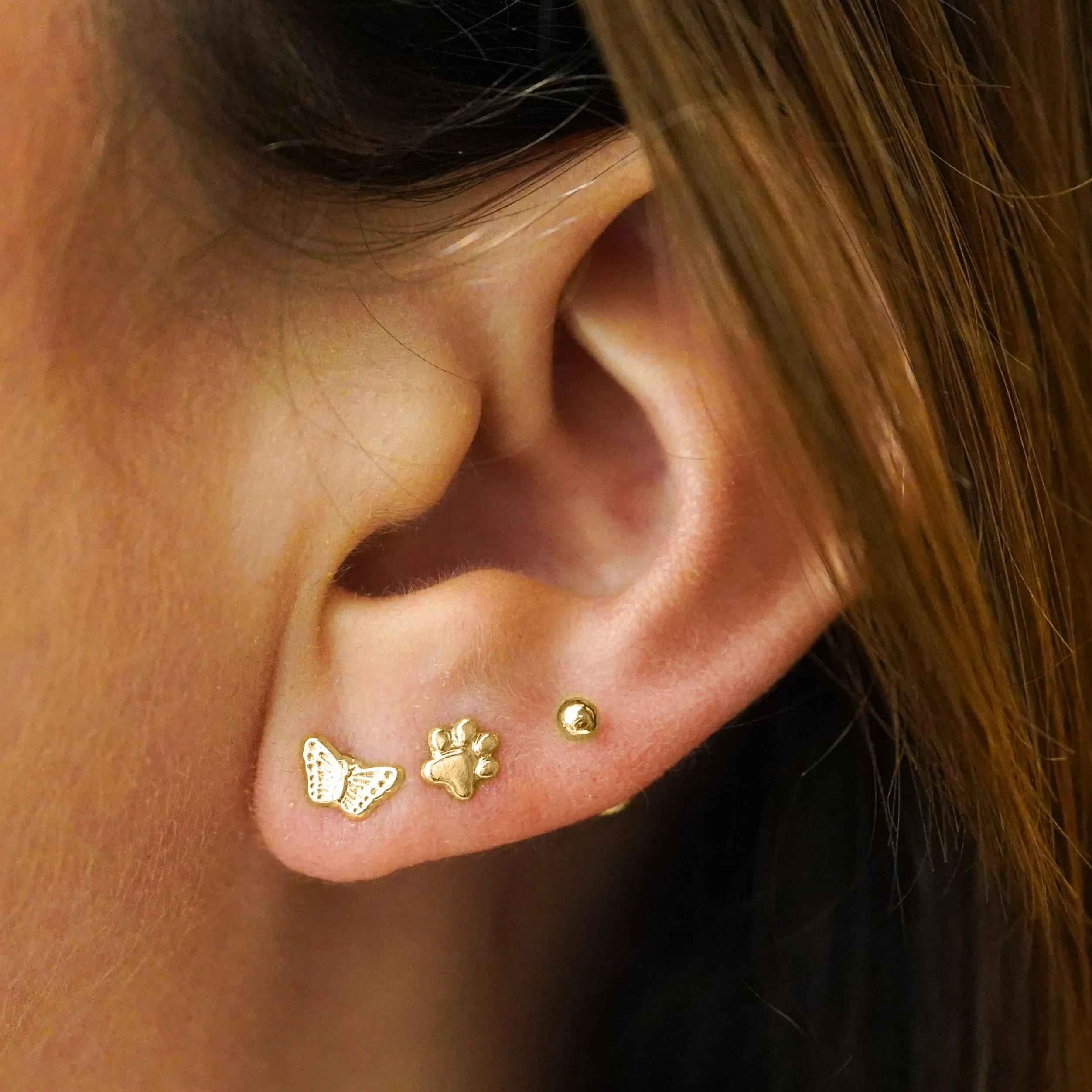 14K Solid Gold Mini Butterfly Stud Earrings on Screw Backs - Image 2