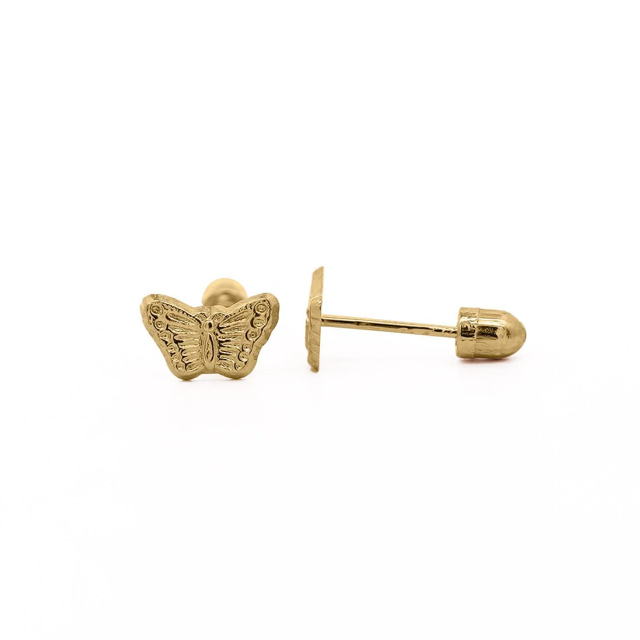 14K Solid Gold Mini Butterfly Stud Earrings on Screw Backs - Image 3