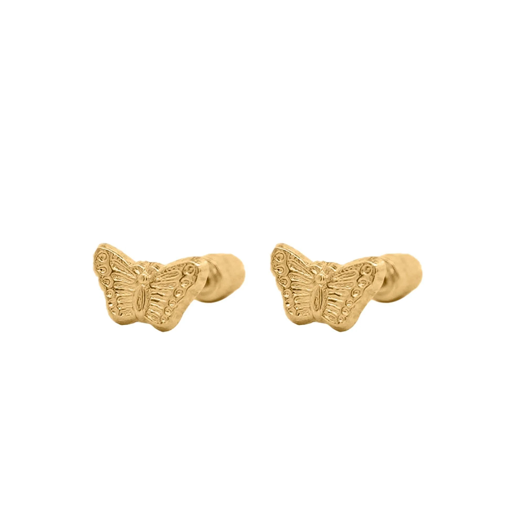 14K Solid Gold Mini Butterfly Stud Earrings on Screw Backs - Image 4