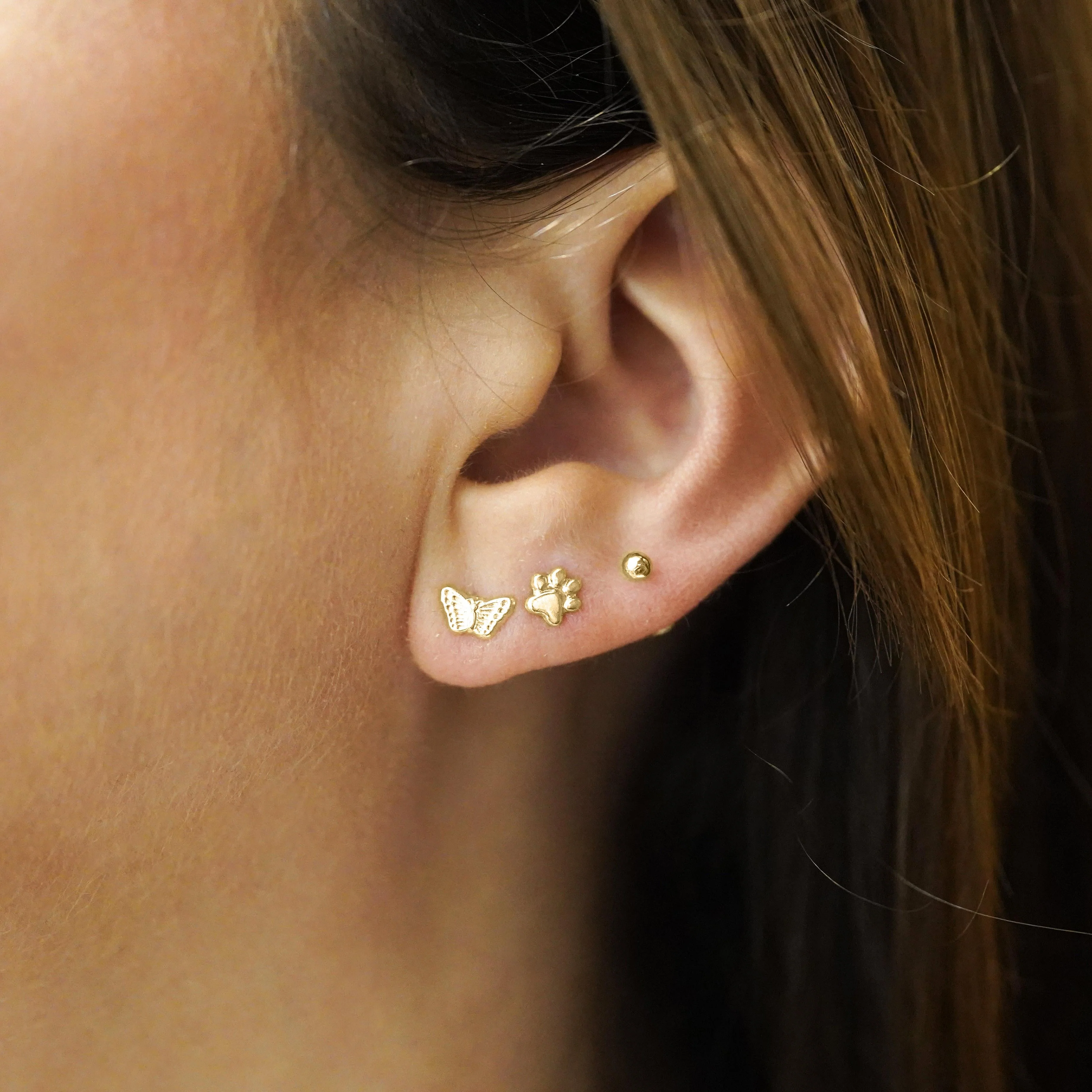 14K Solid Gold Mini Butterfly Stud Earrings on Screw Backs - Image 5