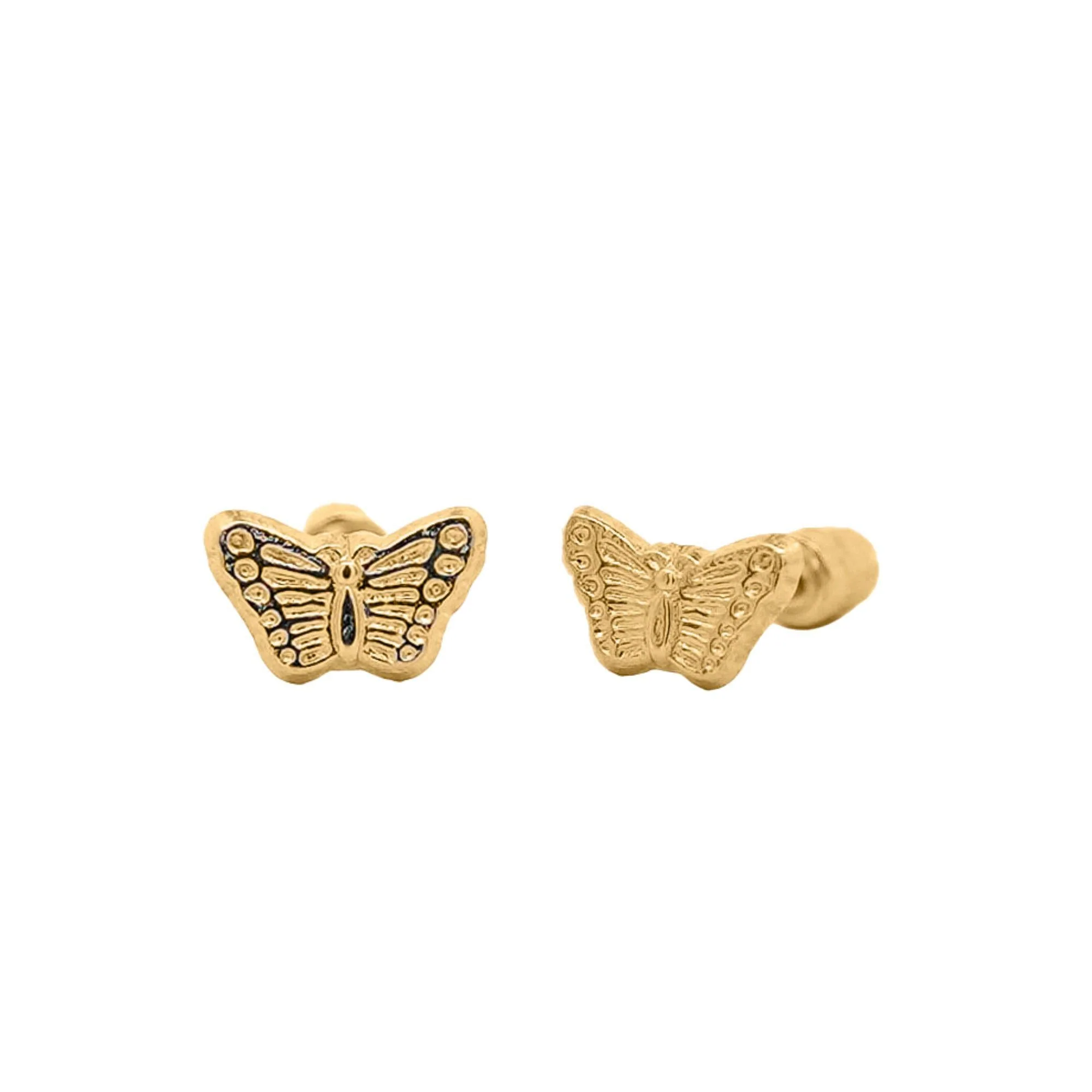 14K Solid Gold Mini Butterfly Stud Earrings on Screw Backs - Image 6