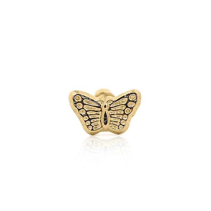 14K Solid Gold Mini Butterfly Stud Earrings on Screw Backs - Image 7
