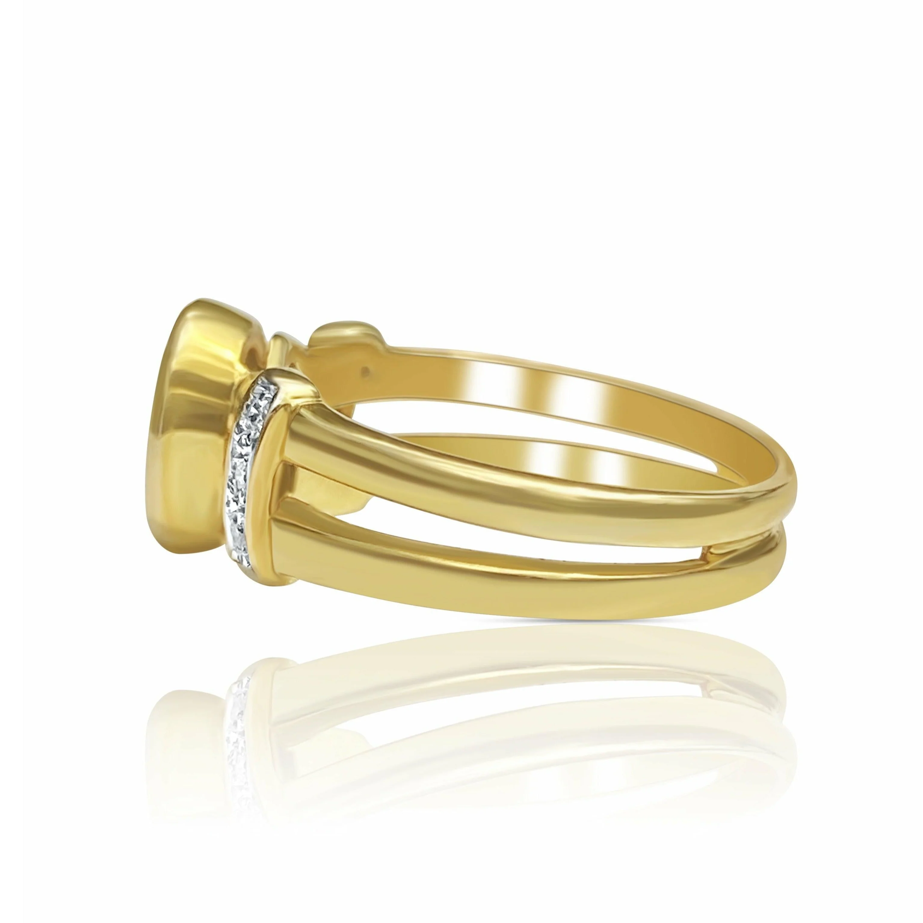 14k Solid Gold Split Shank Oval Cut Blue Sapphire Ring - Image 2