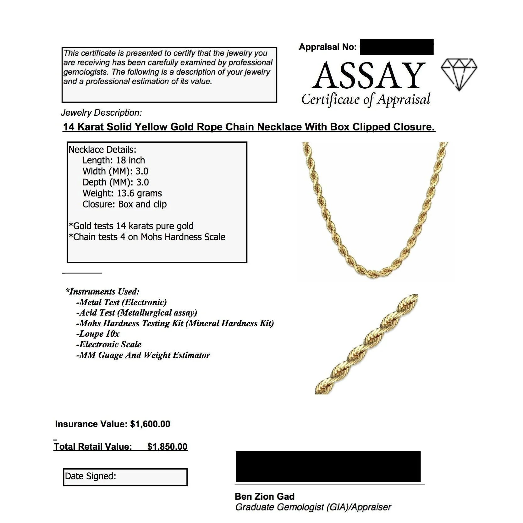 14k Solid Yellow Gold Rope Chain 18 inch/20 inch 3mm thick gold necklace - Image 4