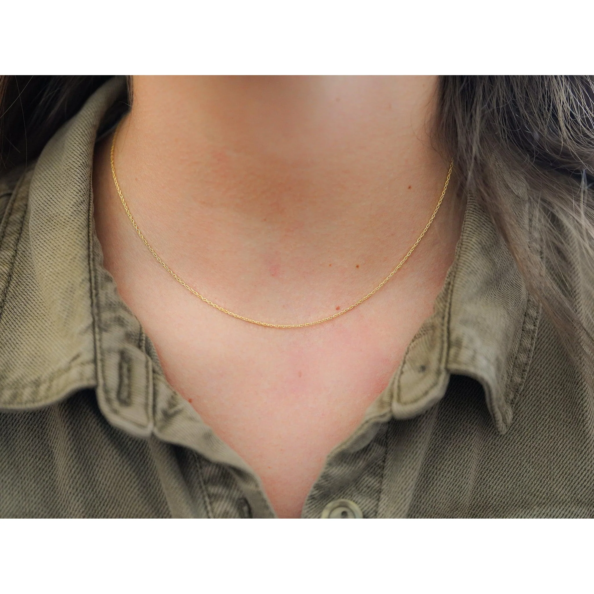 14K Solid Yellow Gold Thin 1-1.5MM Rope Chain Cable Choker Necklace 15-18" - Image 4
