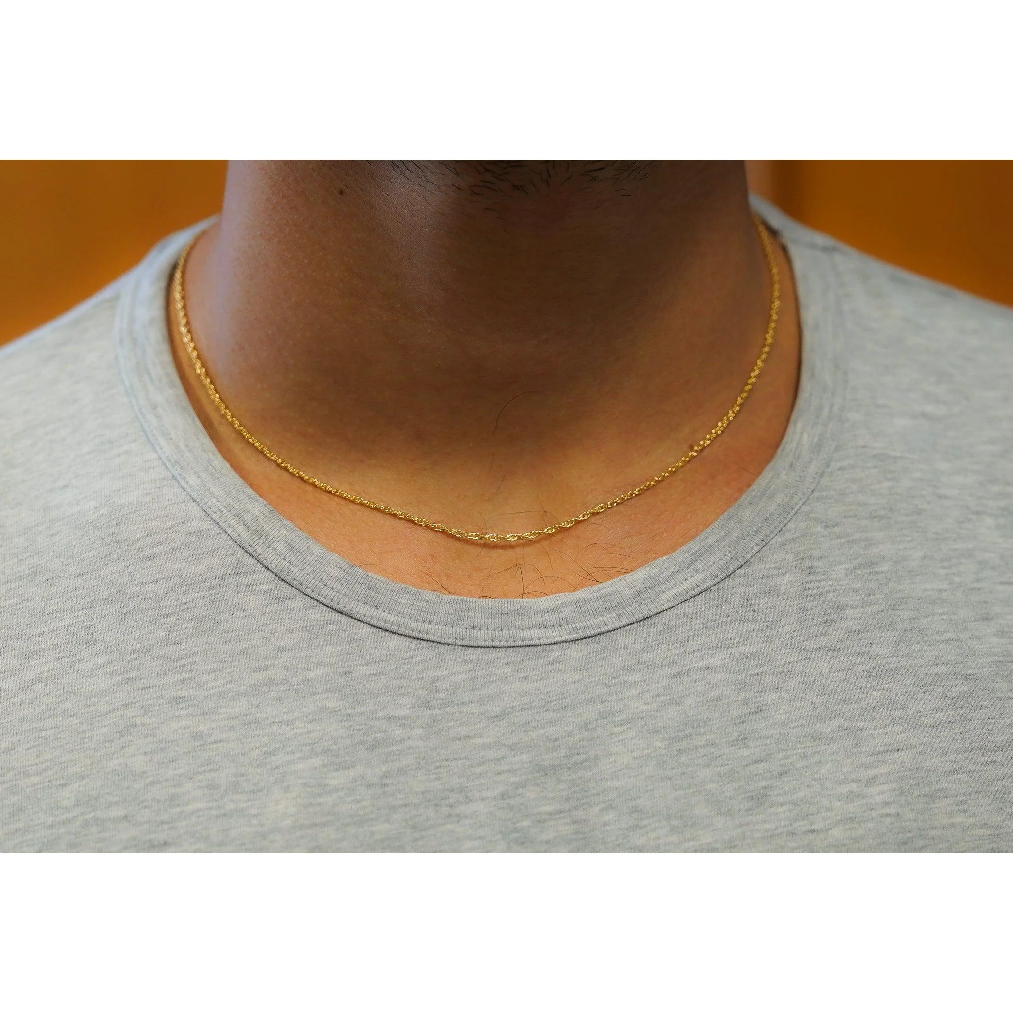 14K Solid Yellow Gold Thin 1-1.5MM Rope Chain Cable Choker Necklace 15-18" - Image 5