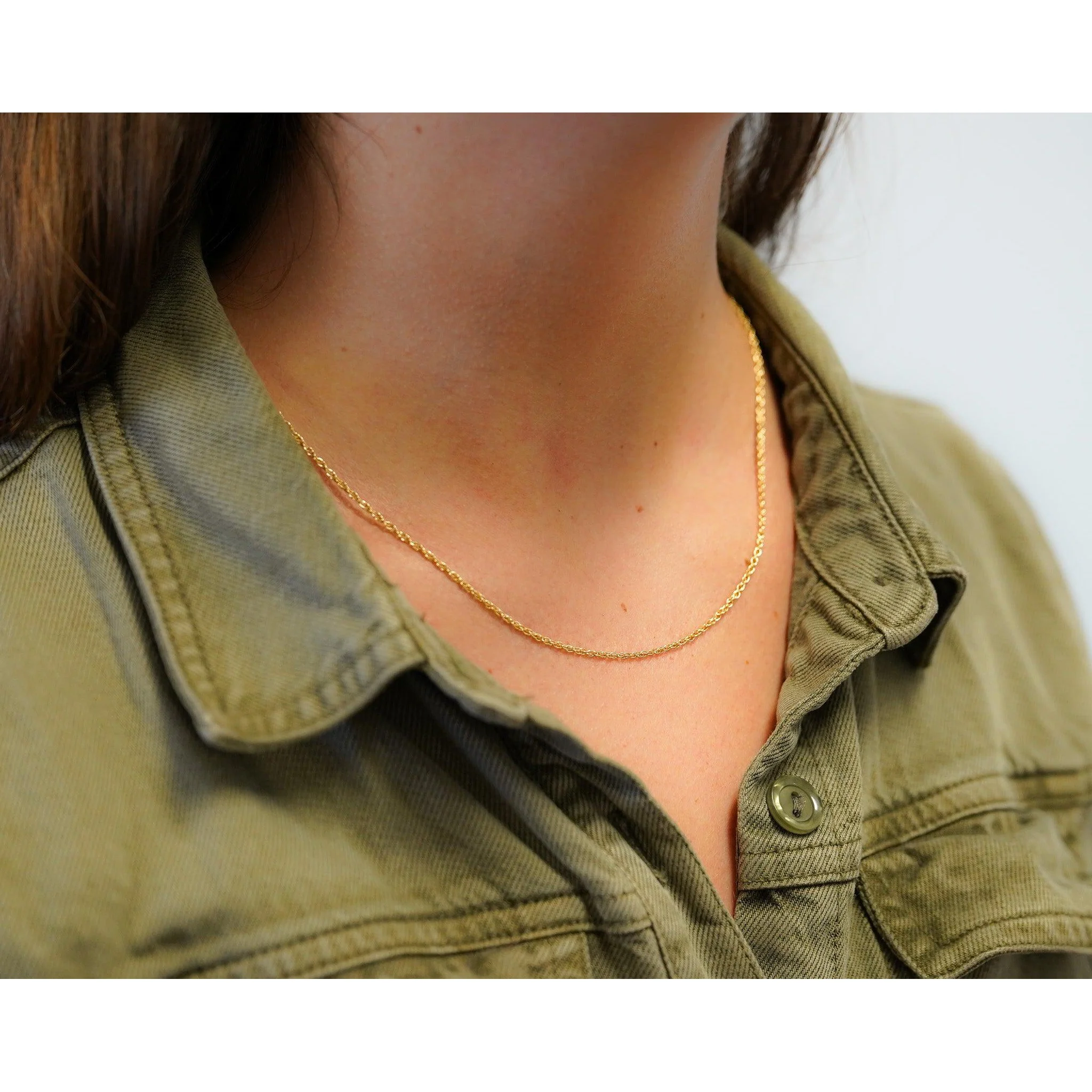 14K Solid Yellow Gold Thin 1-1.5MM Rope Chain Cable Choker Necklace 15-18" - Image 7