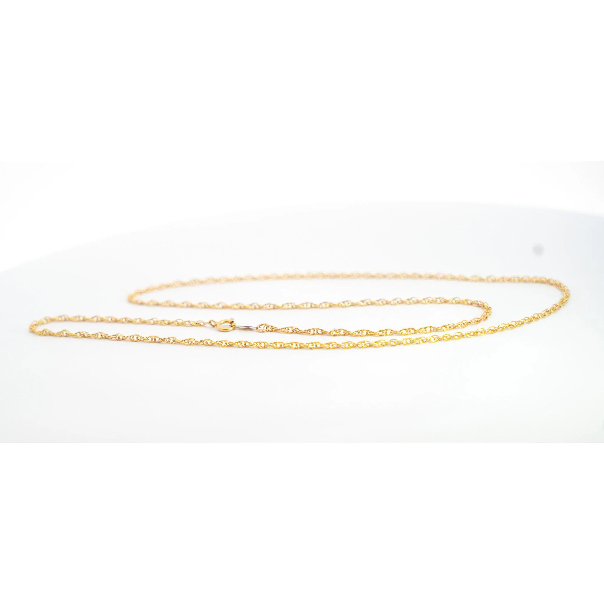 14K Solid Yellow Gold Thin 1-1.5MM Rope Chain Cable Choker Necklace 15-18" - Image 9