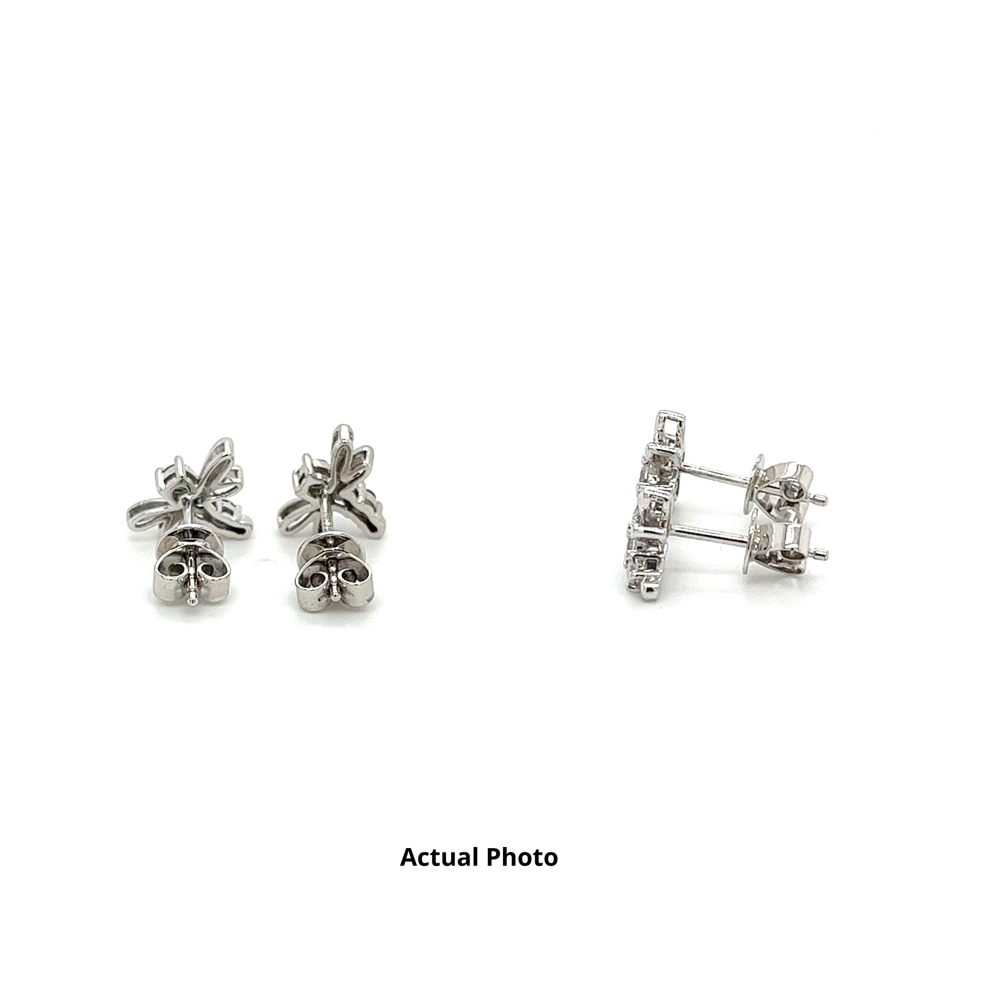 14K White Gold Dragonfly Stud Earrings | Emerald, Ruby, Diamond - Image 8