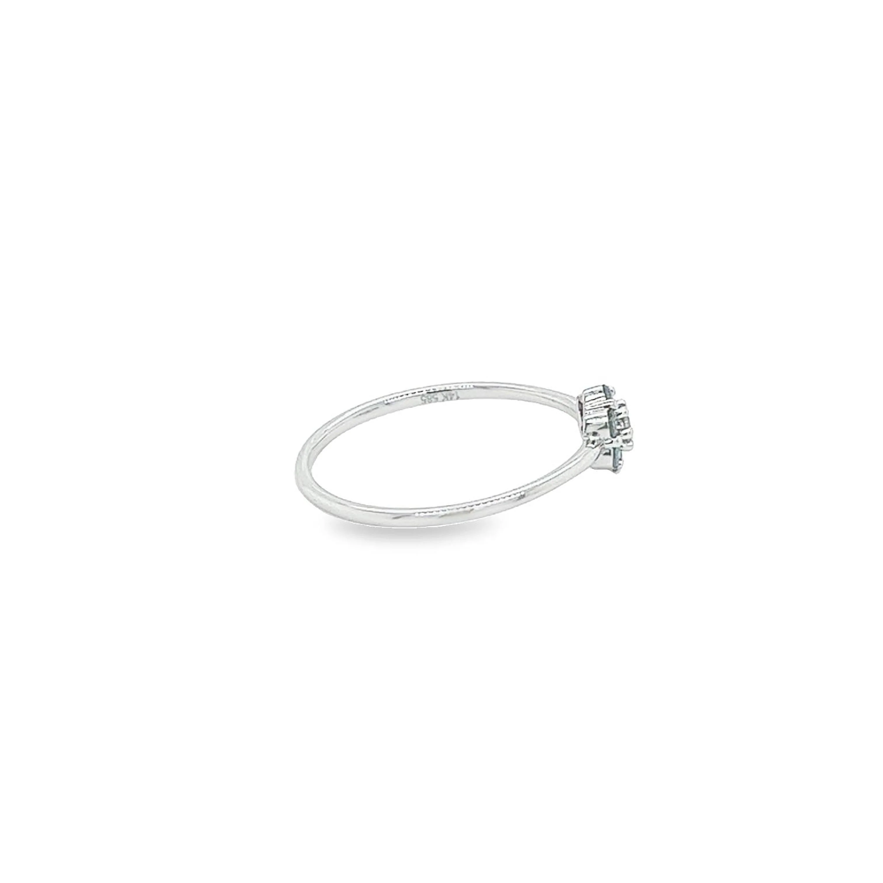 14K White Gold Blue and White Diamond 1MM Daisy Flower Ring - Image 7