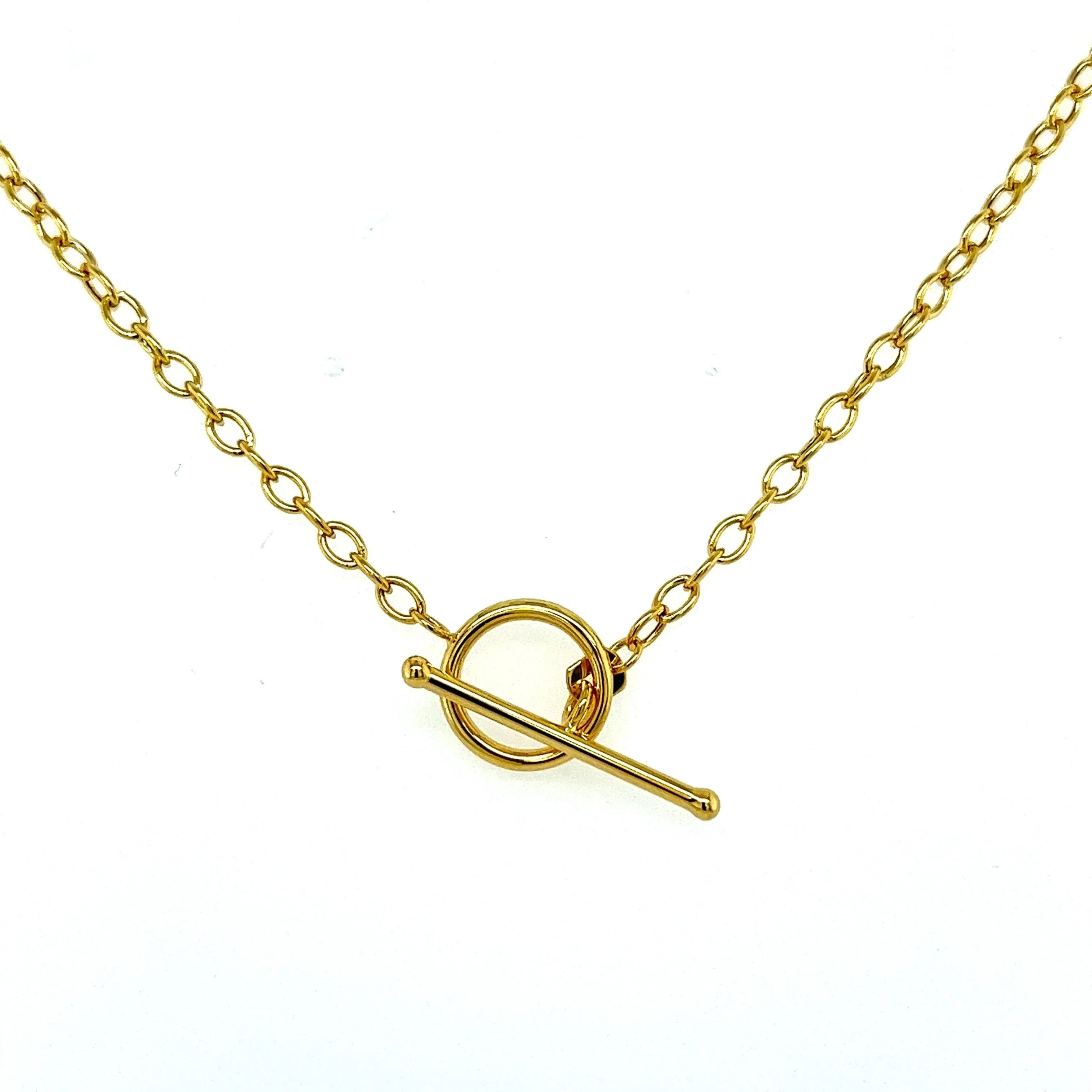 14K Yellow Gold Bar and Toggle Cable Chain Necklace 18 inch 2.5MM - Image 4