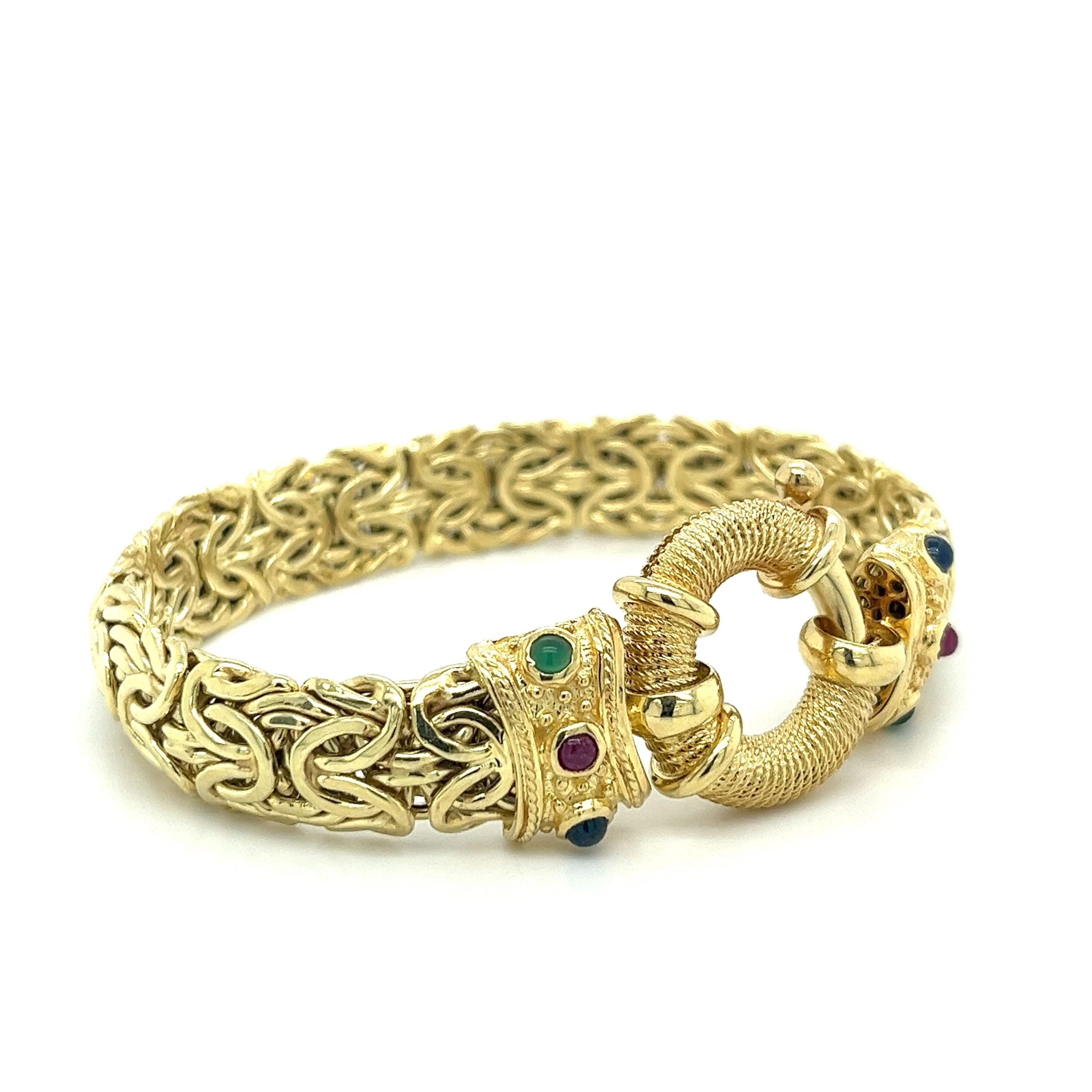 Vintage 14K Yellow Gold Byzantine Gold Chain Bracelet and Necklace Set - Image 2