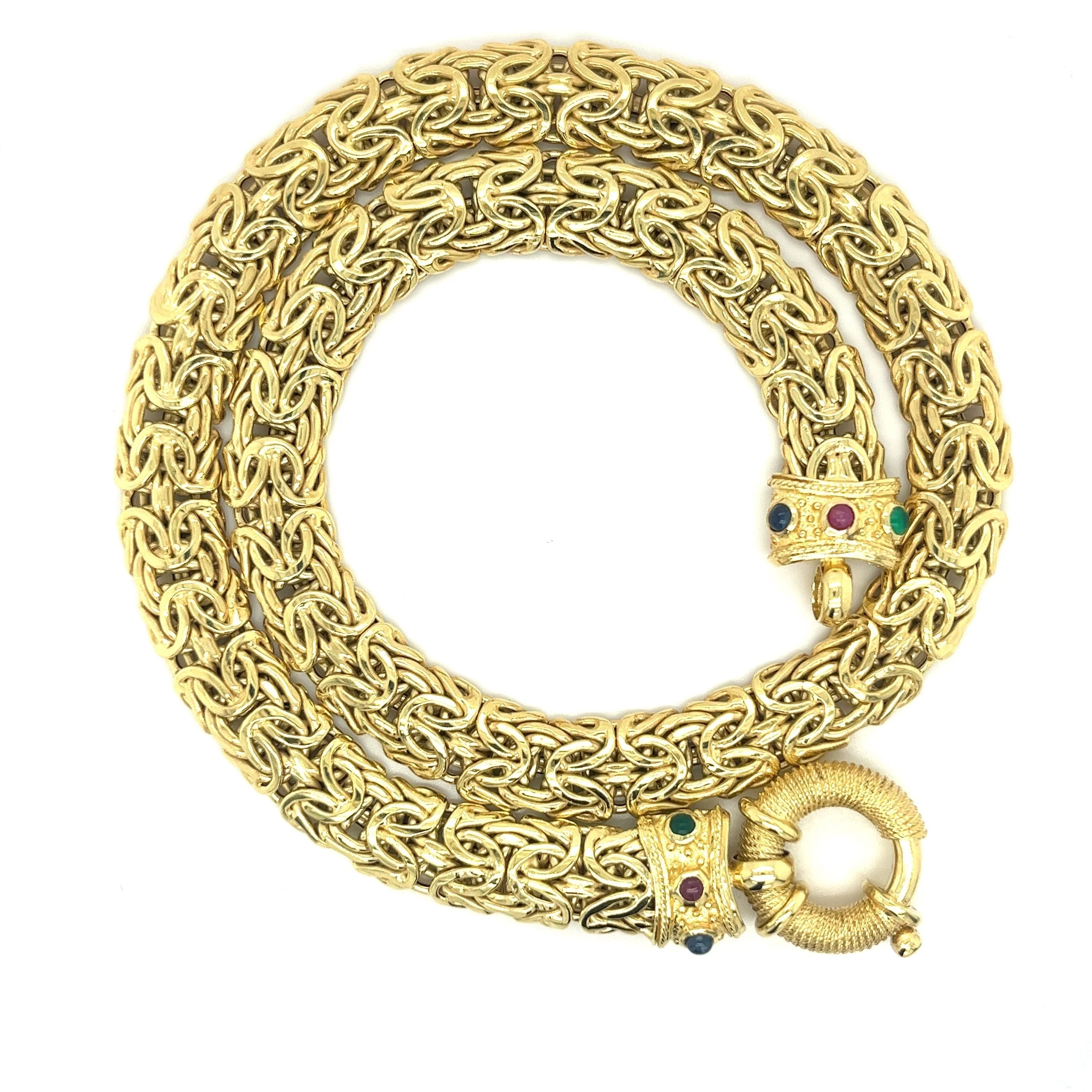 Vintage 14K Yellow Gold Byzantine Gold Chain Bracelet and Necklace Set - Image 3